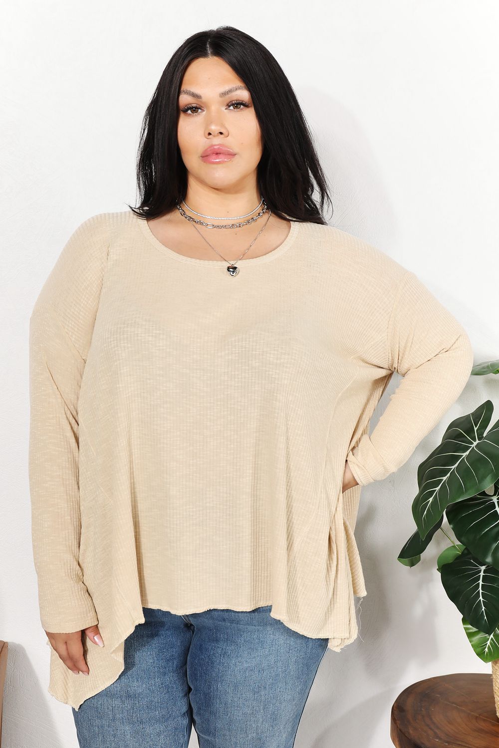 HEYSON Full Size Oversized Super Soft Ribbed Top