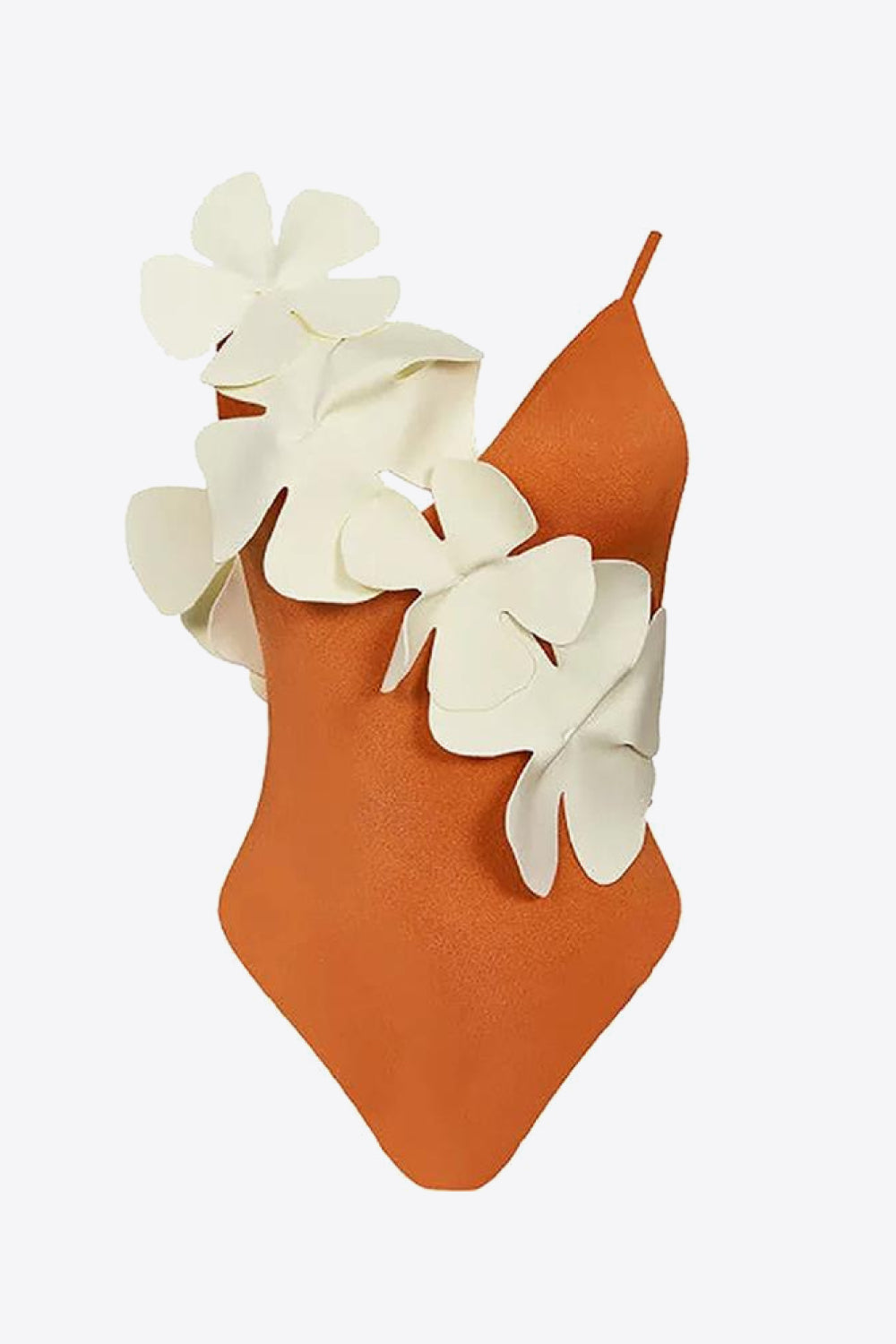 Buy orange Flower Contrast One-Piece Swimsuit