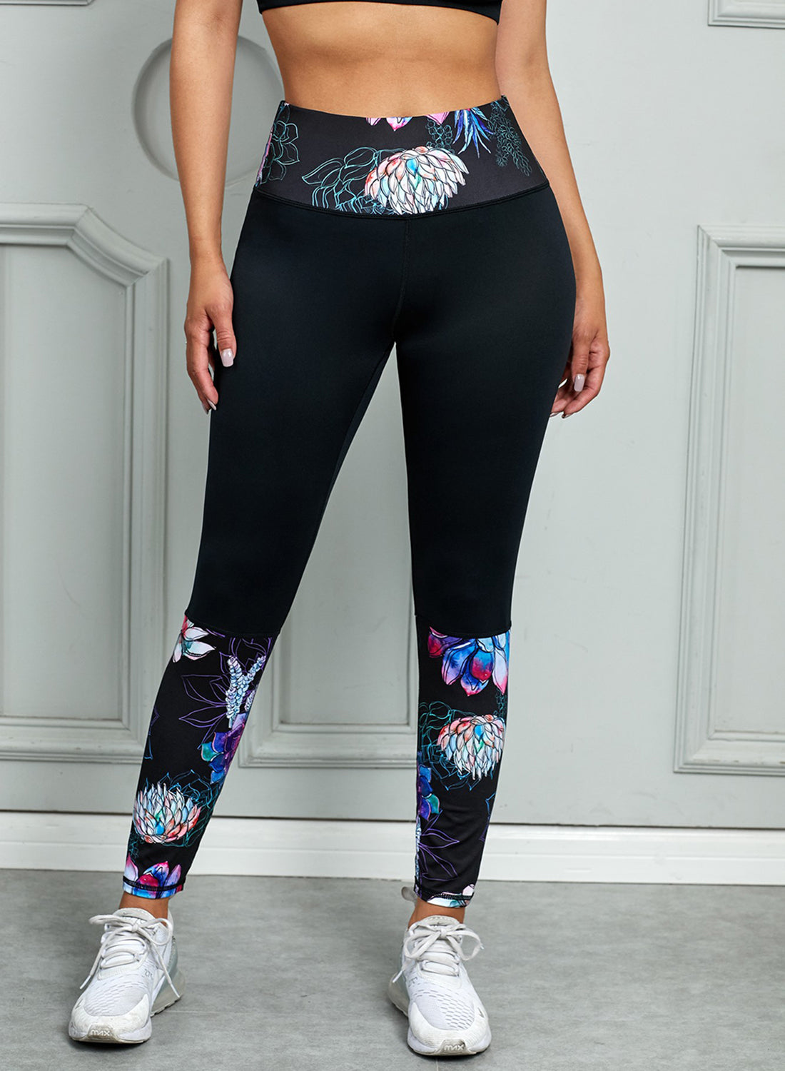 Buy black Printed Wide Waistband Active Leggings