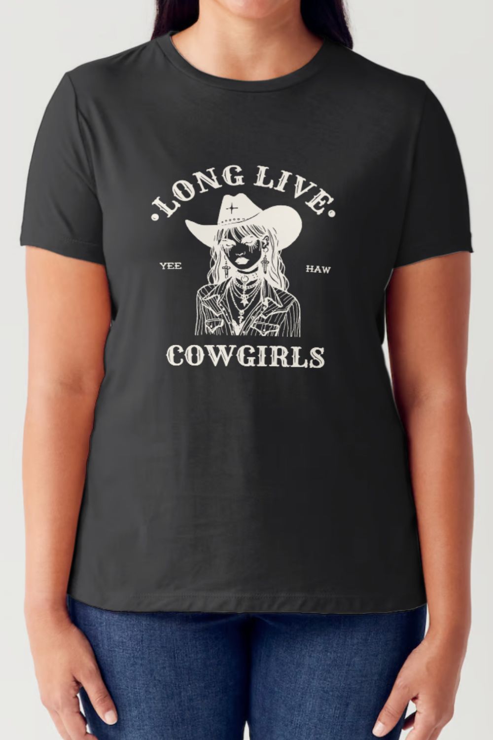 Buy black Simply Love Full Size LONG LIVE COWGIRLS Short Sleeve Tubular T-Shirt