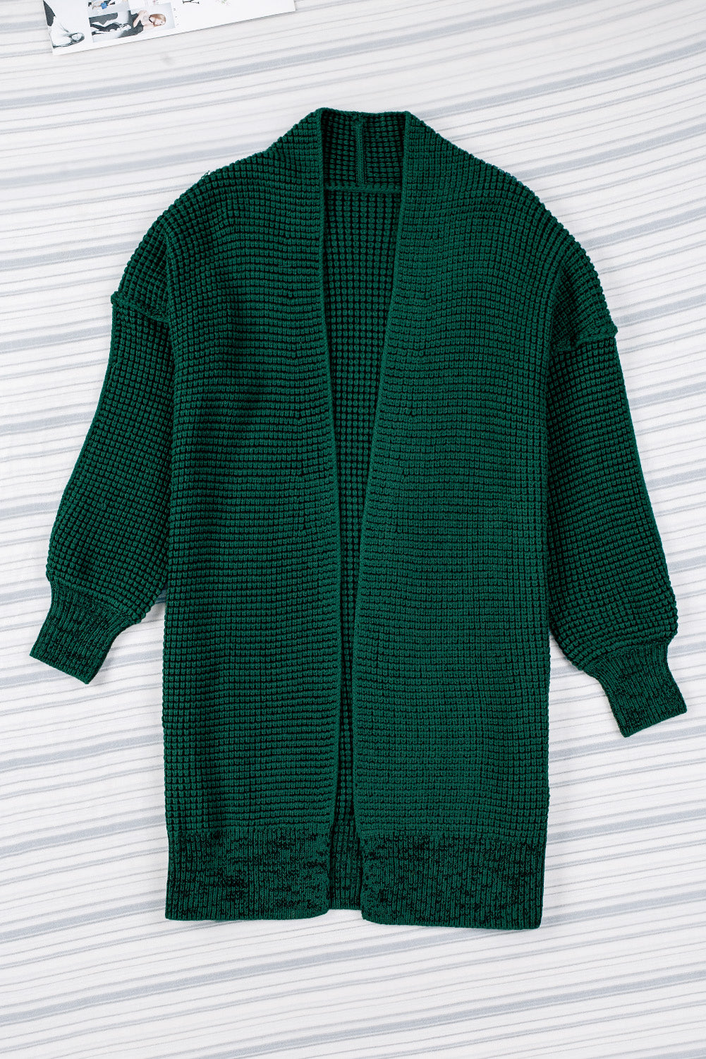 Buy black-forest Woven Right Heathered Open Front Longline Cardigan