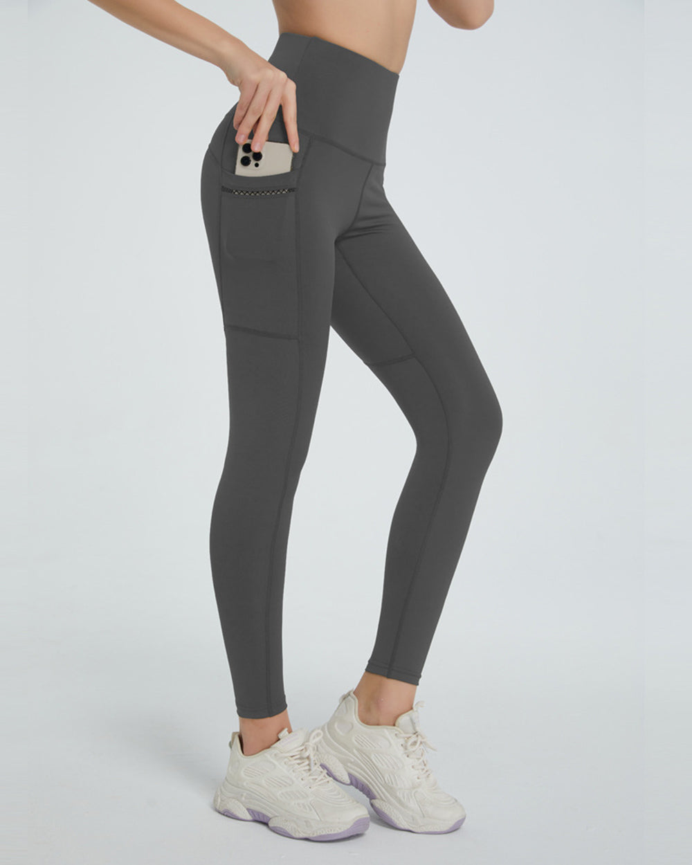 Buy dark-gray High Waist Active Leggings