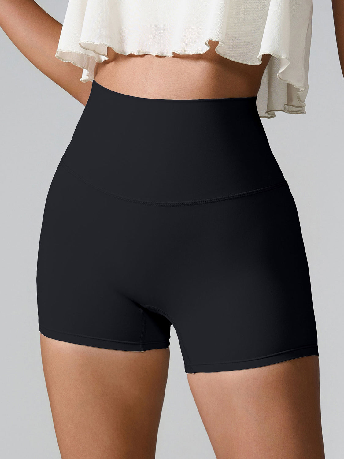 Buy black High Waist Active Shorts