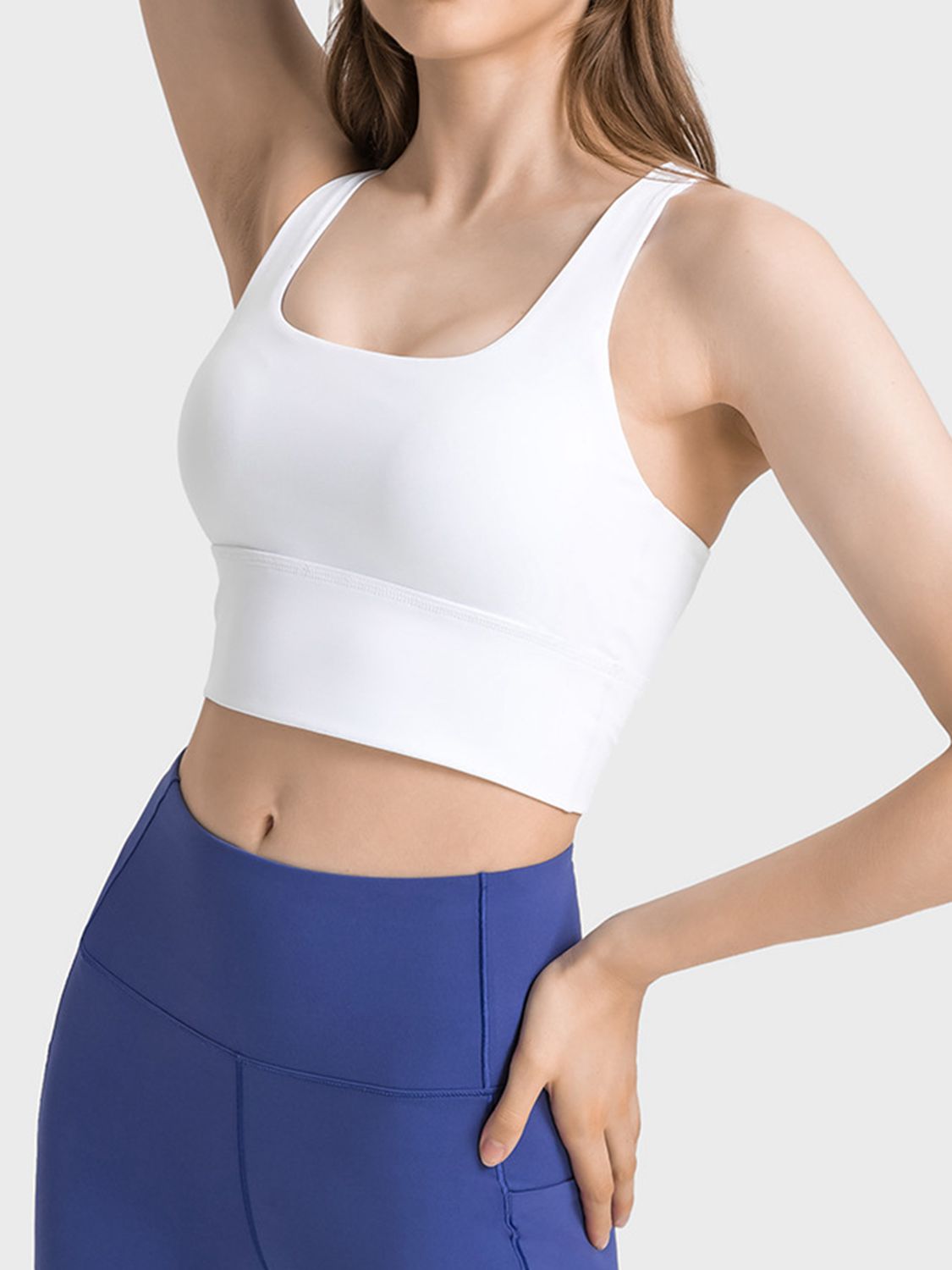 Buy white Millennia Scoop Neck Crisscross Straps Sports Bra