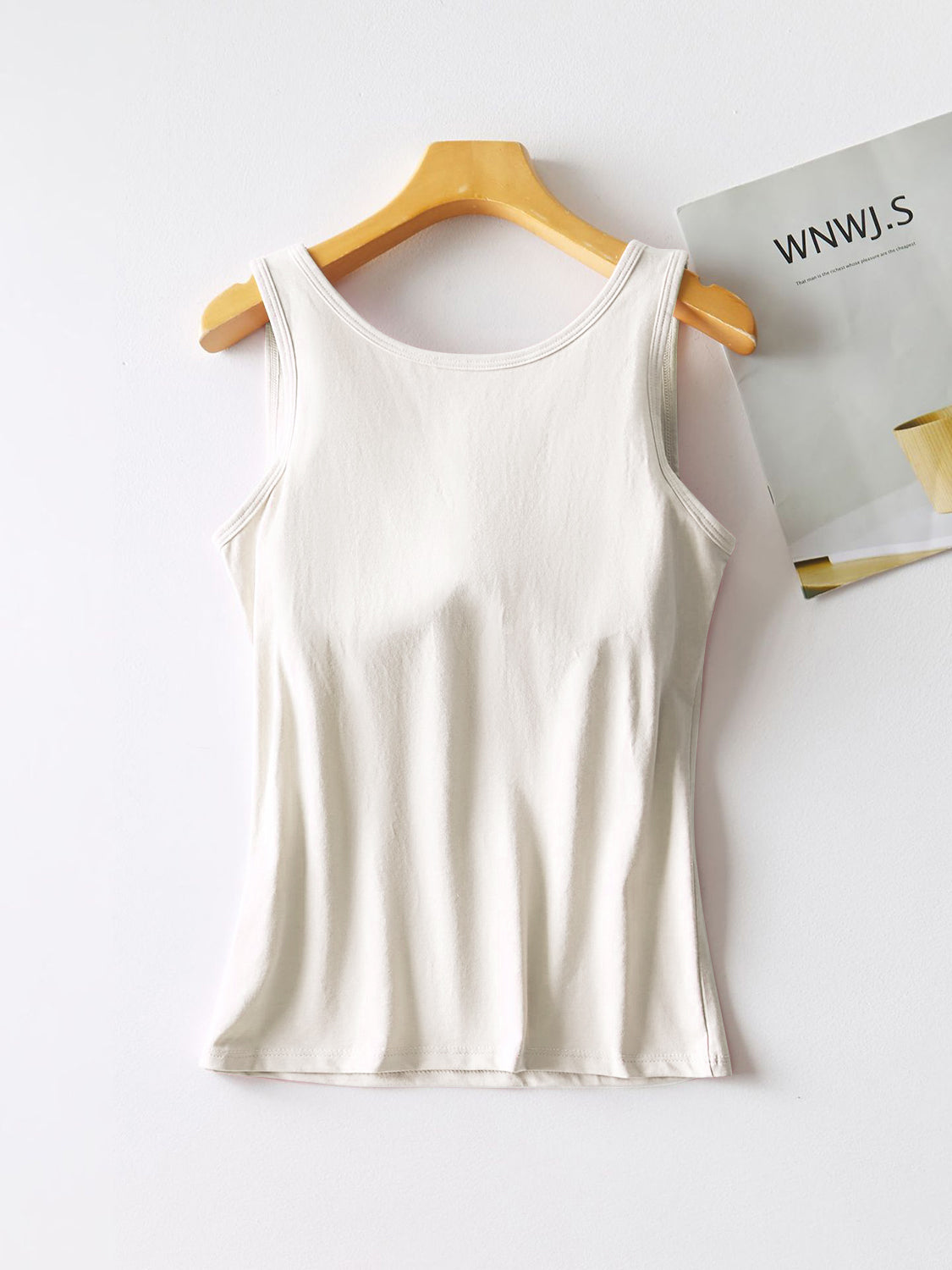 Buy white Round Neck Tank with Bra