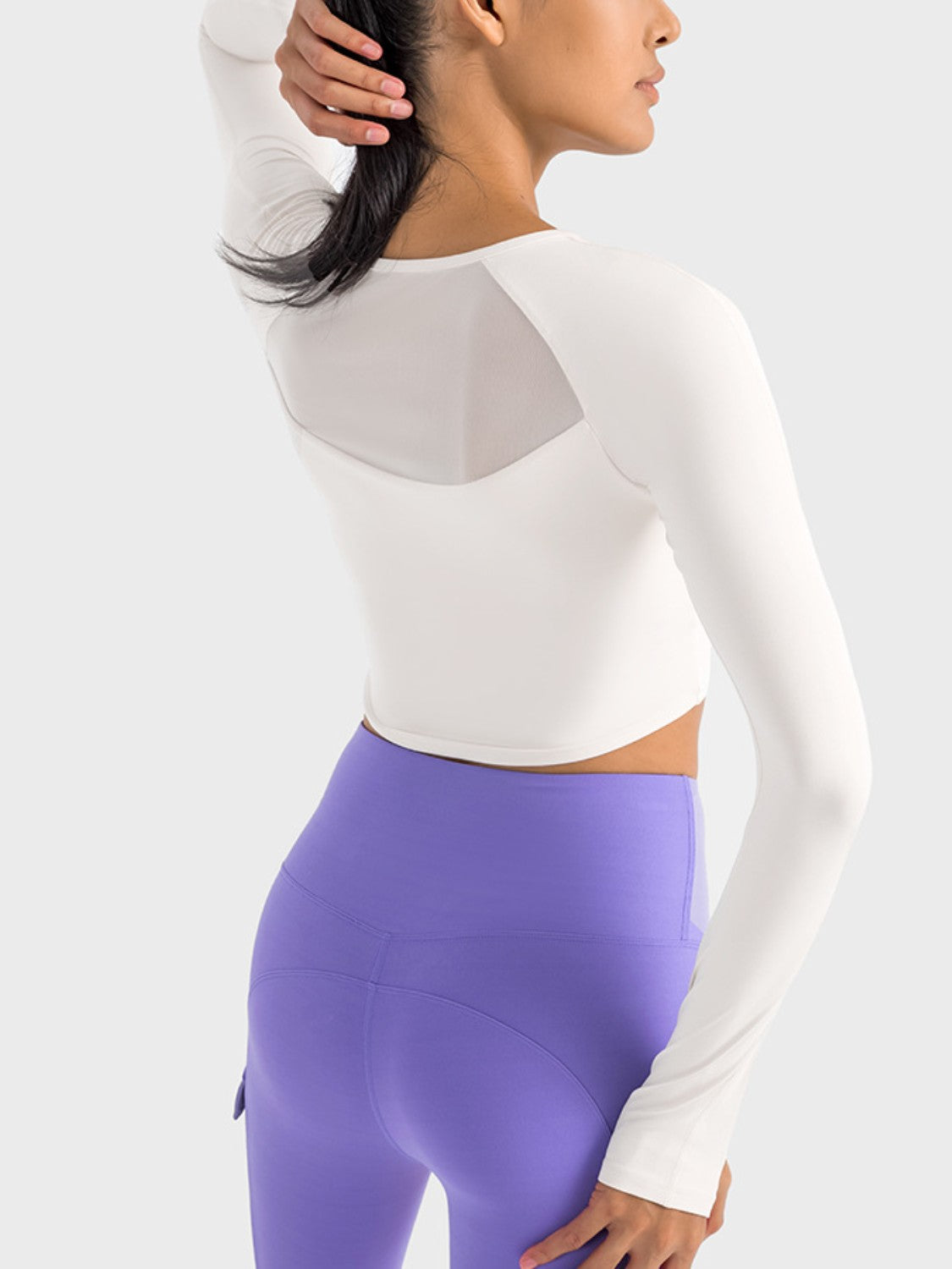 Millennia Square Neck Long Sleeve Cropped Sports Top