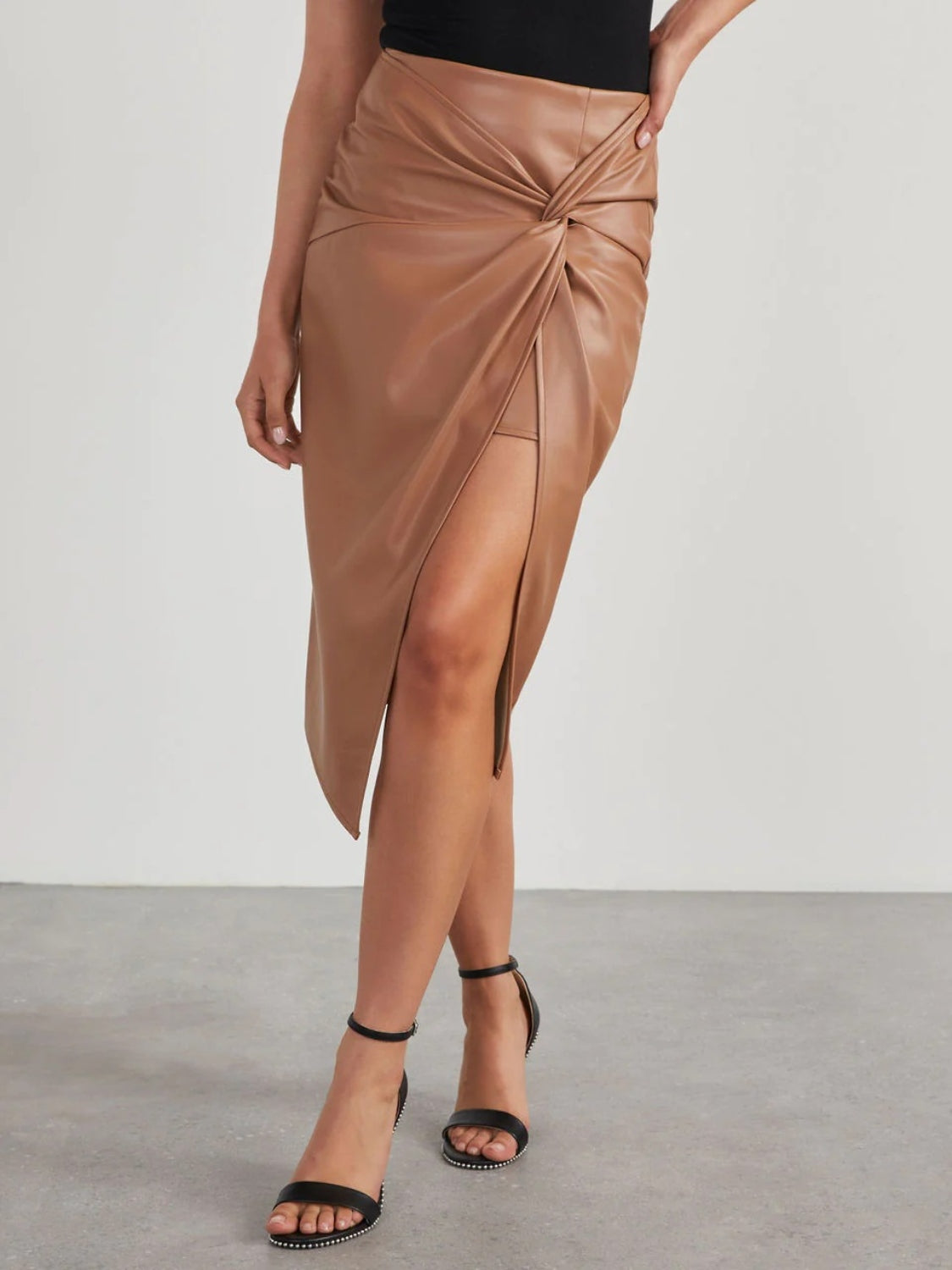 Buy tan Twist Detail High Waist Skirt