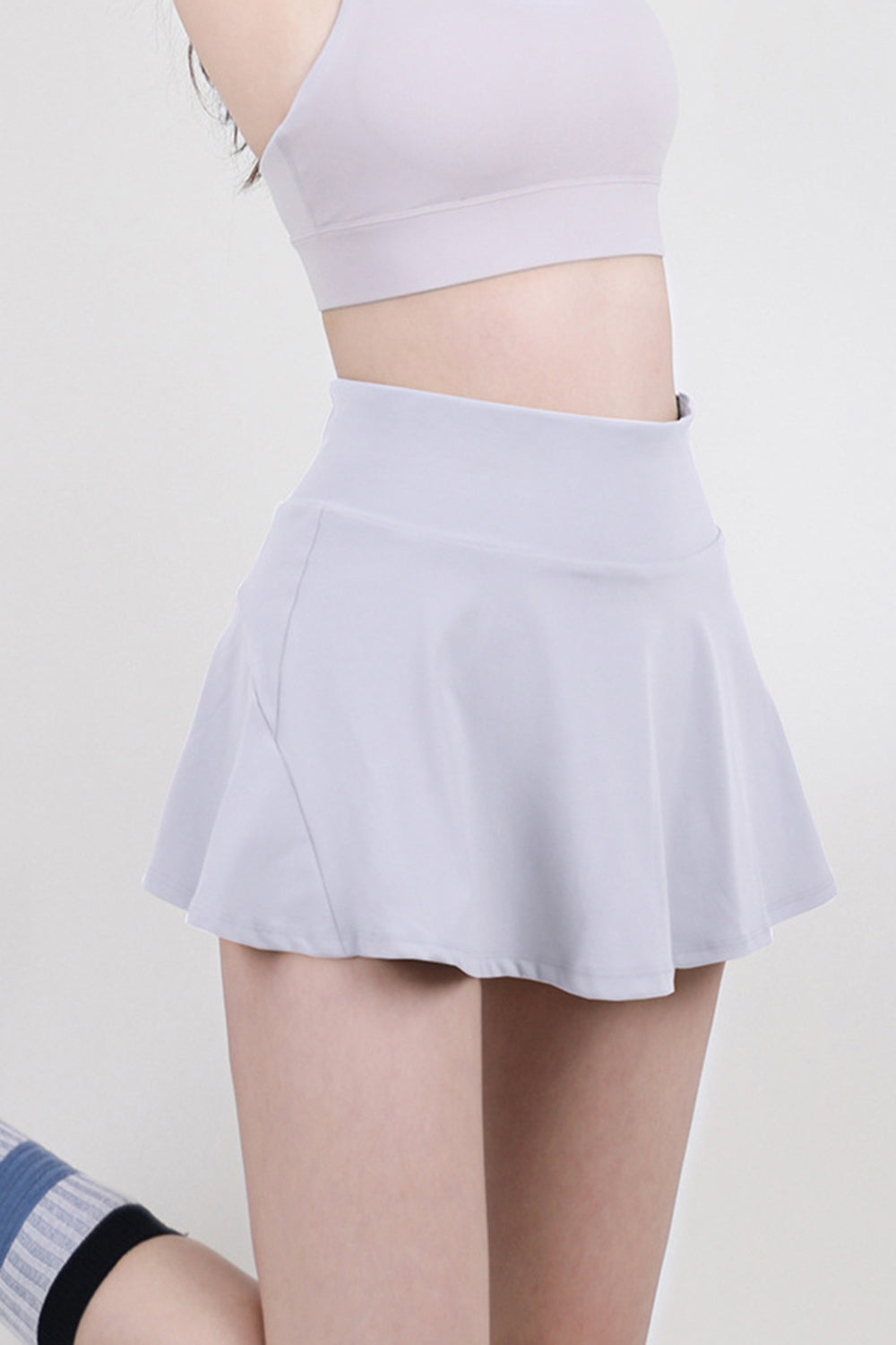 Buy white High Waist Pleated Active Skirt