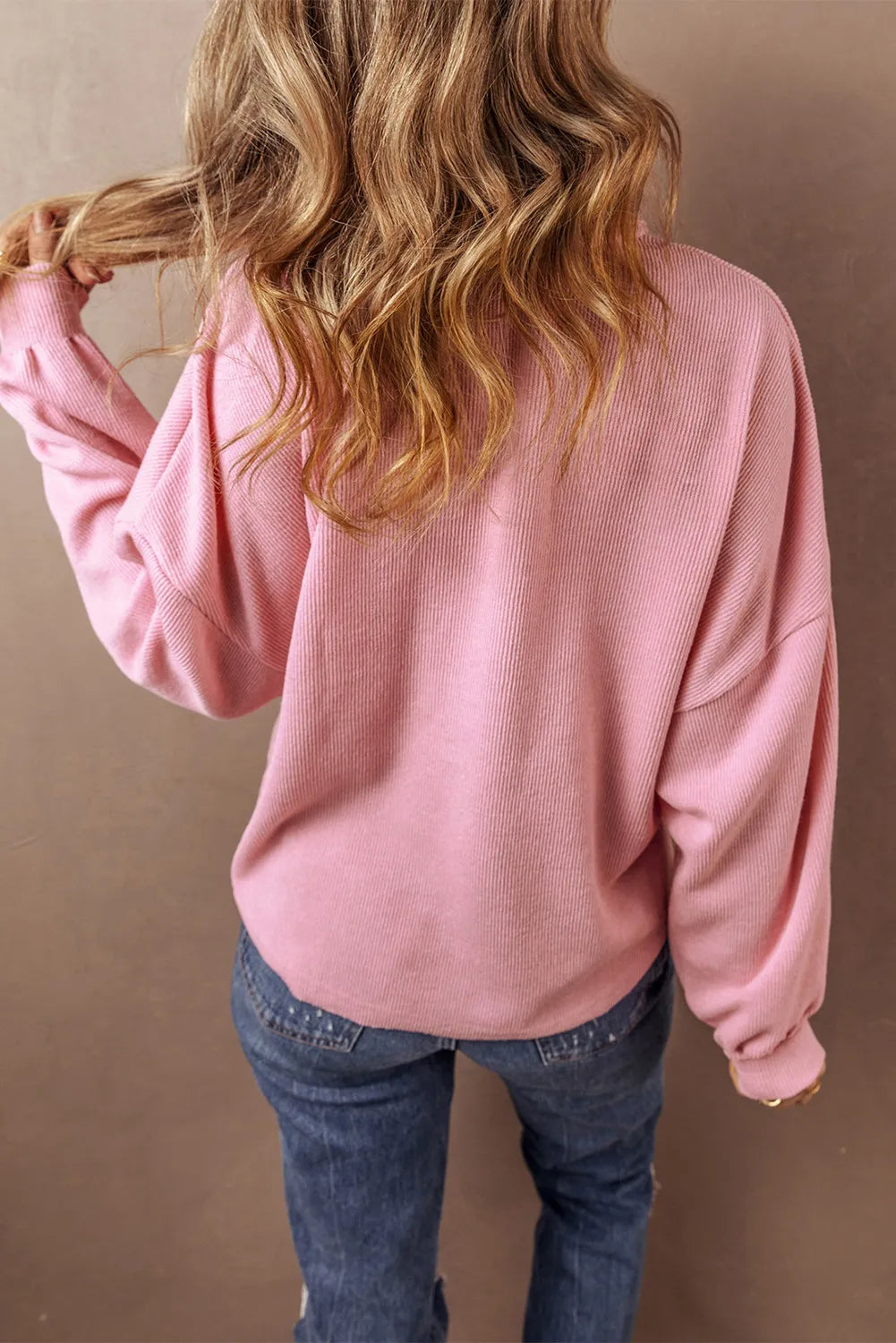 Half Button Long Sleeve Top