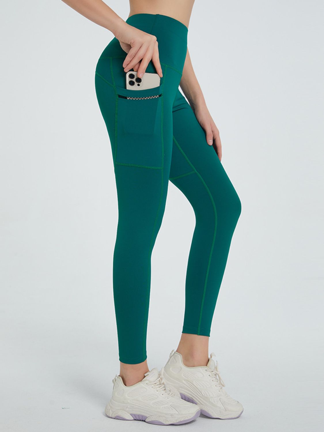 Buy dark-green High Waist Active Leggings