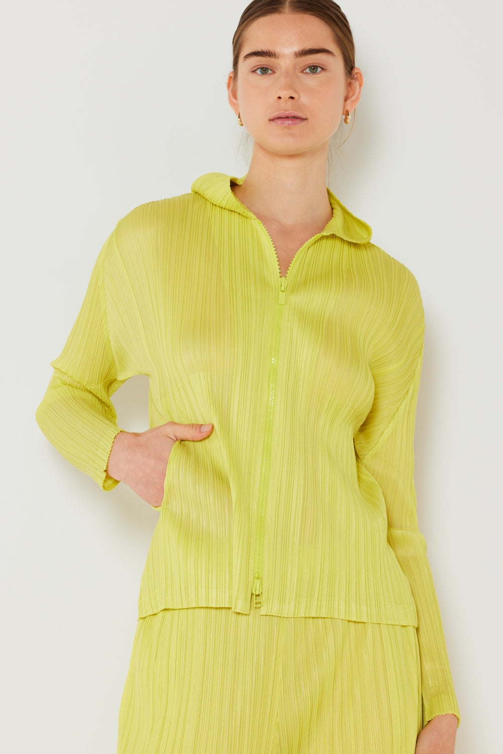 Buy lime Marina West Swim Pleated Hood Jacket with 2 Way Zipper