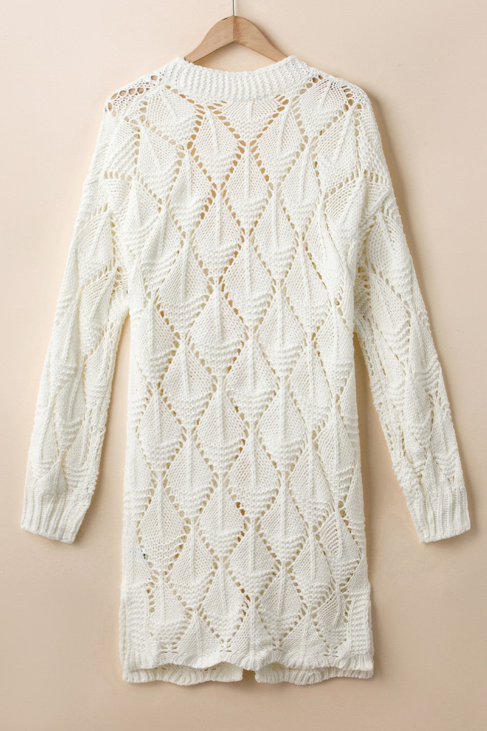 Openwork Open Front Dropped Shoulder Cardigan