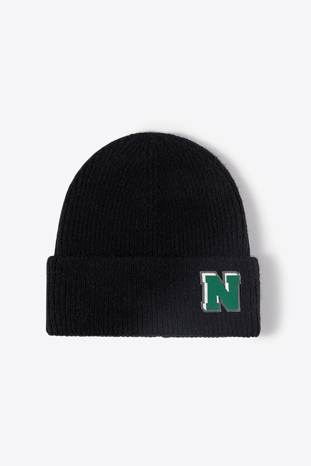 Buy black Letter N Patch Cuffed Knit Beanie