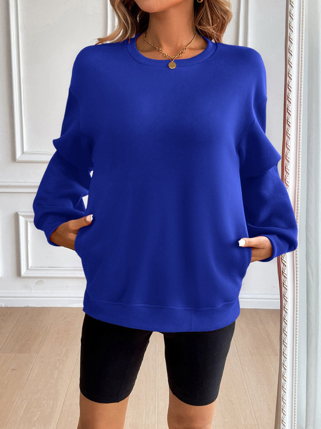 Buy royal-blue Ivy Lane Round Neck Long Sleeve Sweatshirt