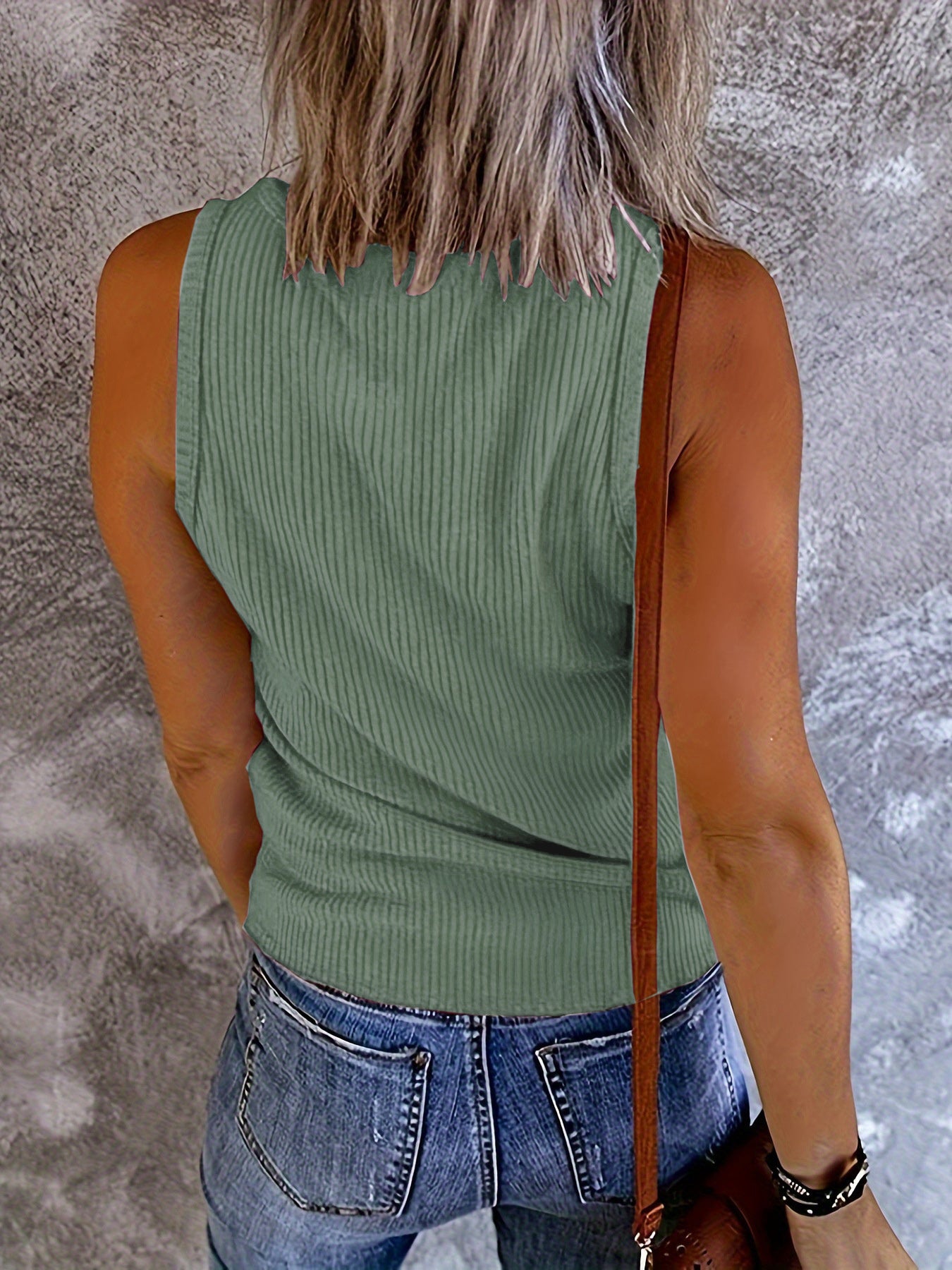 Ribbed V-Neck Wide Strap Tank