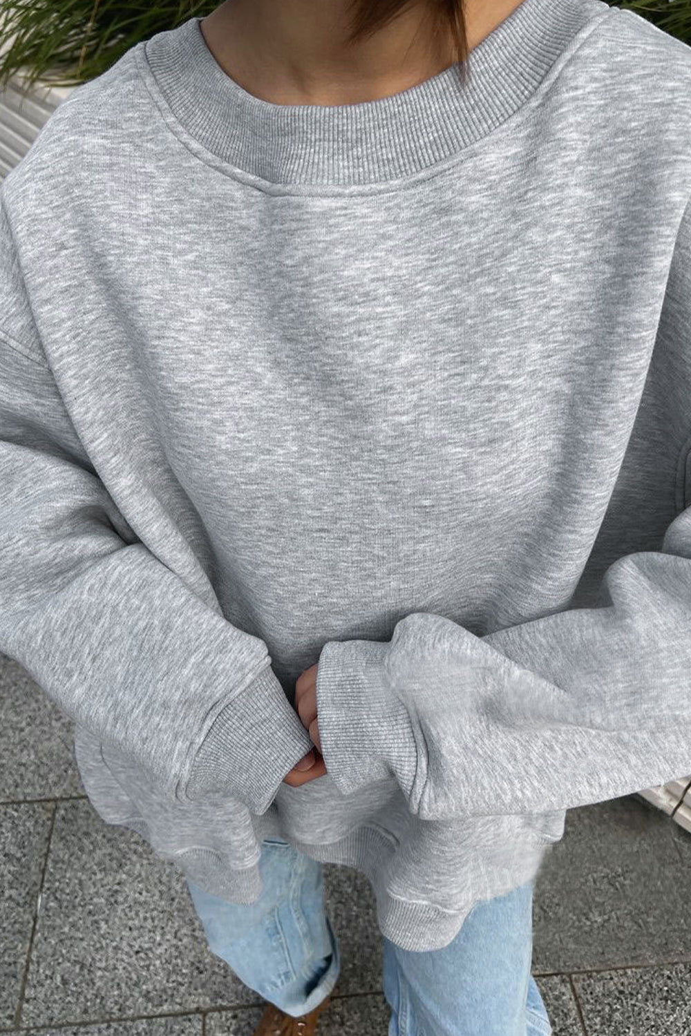 Oversize Round Neck Dropped Shoulder Sweatshirt