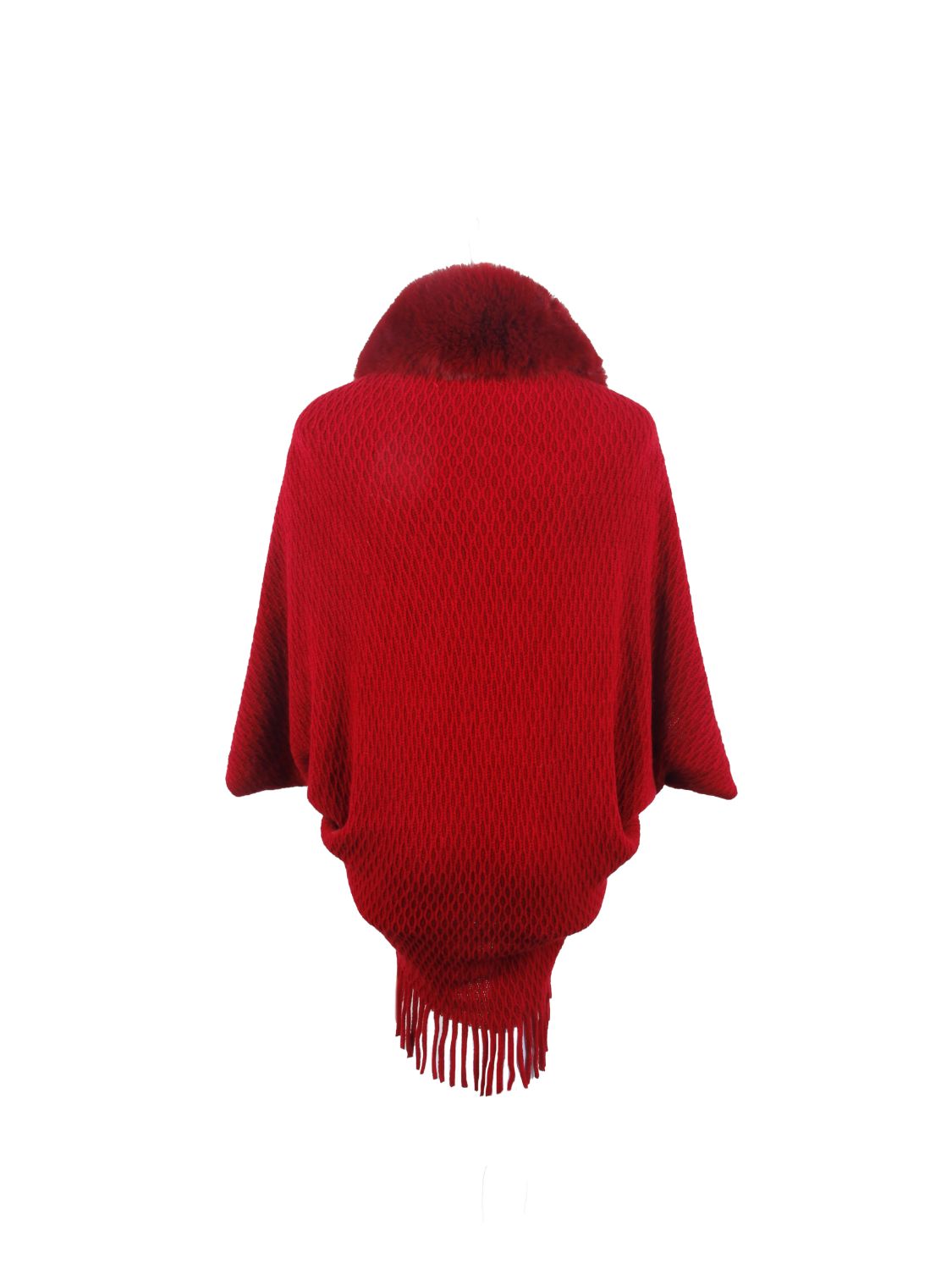 Open Front Fringe Hem Poncho