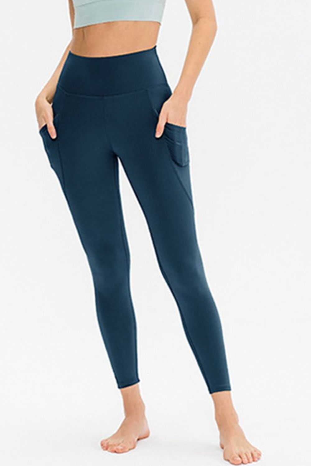 Buy deep-teal Slim Fit Long Active Leggings with Pockets