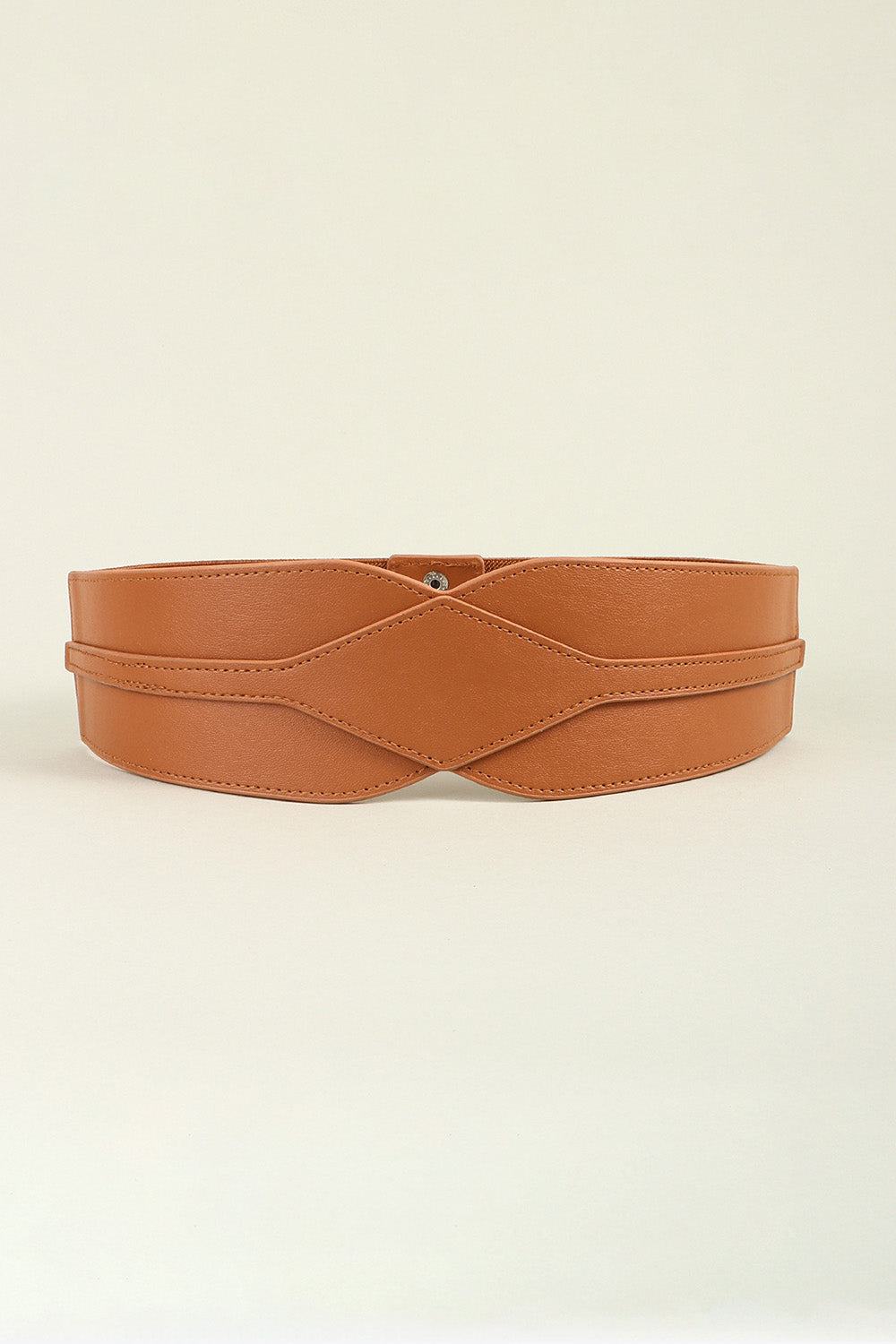 Buy caramel Elastic Wide PU Belt