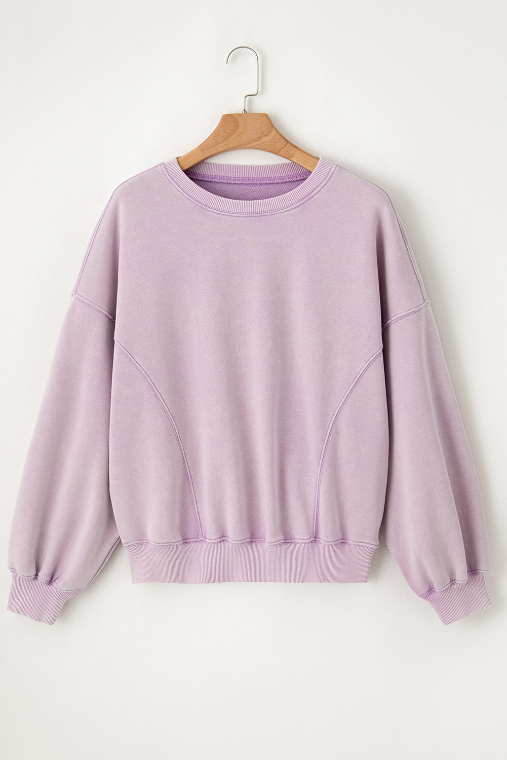 Buy pink-purple Round Neck Long Sleeve Sweatshirt