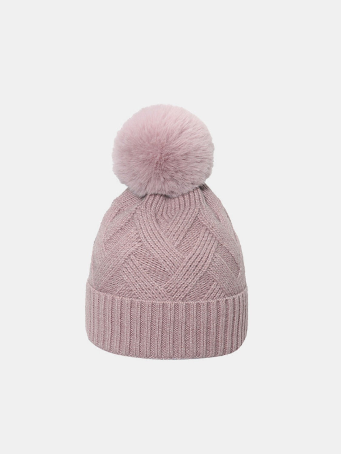 Buy dusty-pink Roll Rim Hat with Pompom