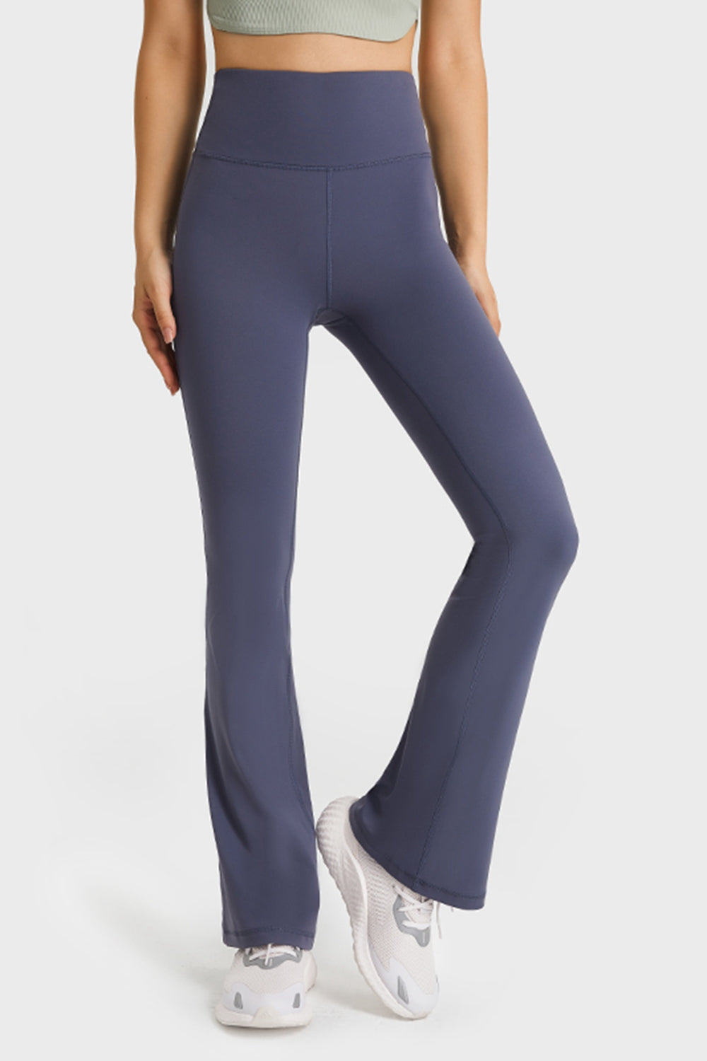 Buy navy Millennia Elastic Waist Flare Yoga Pants