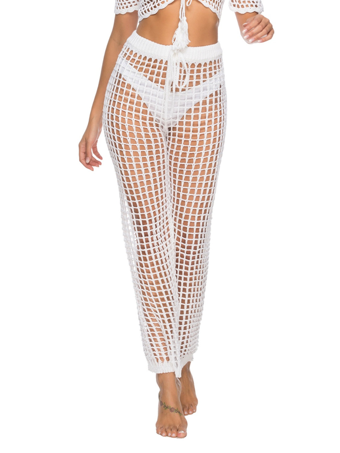 Buy white Cutout High Waist Swim Pants