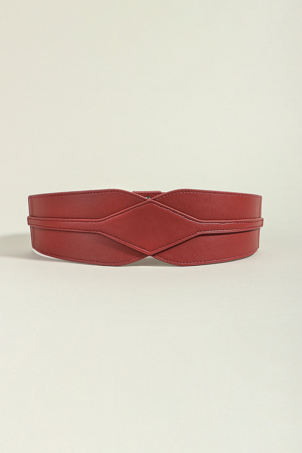 Buy burgundy Elastic Wide PU Belt