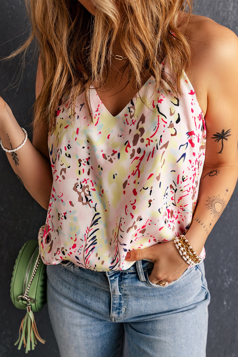 Printed V-Neck Tank