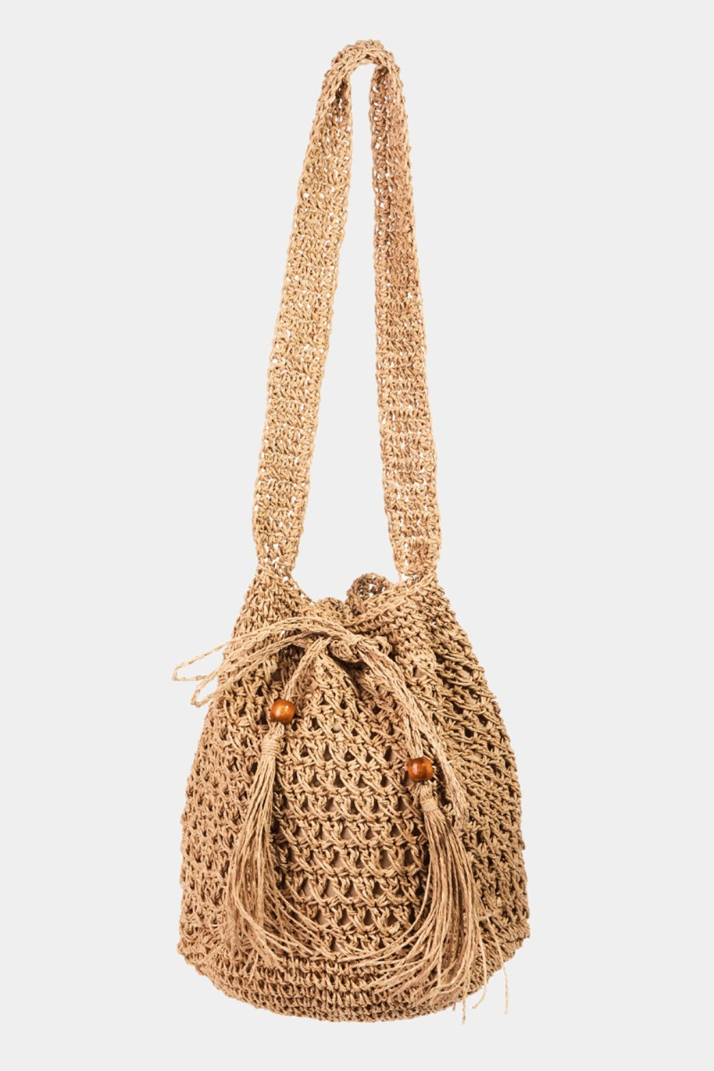 Buy ka Fame Straw Braided Drawstring Tote Bag with Tassel