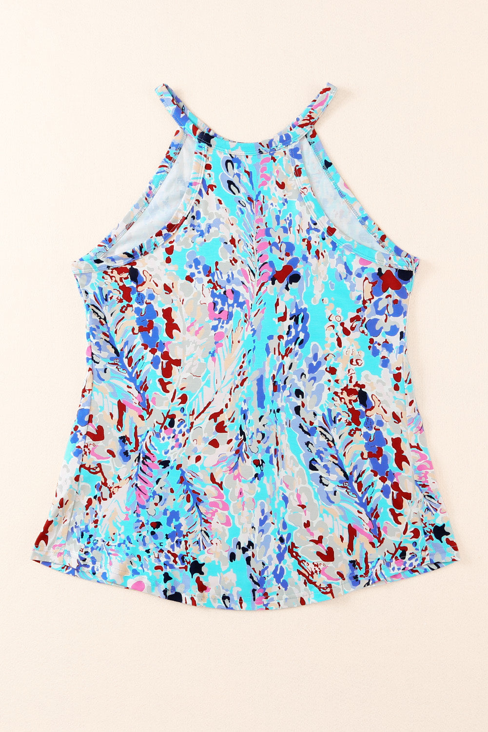 Buy pastel-blue Printed Round Neck Tank Top