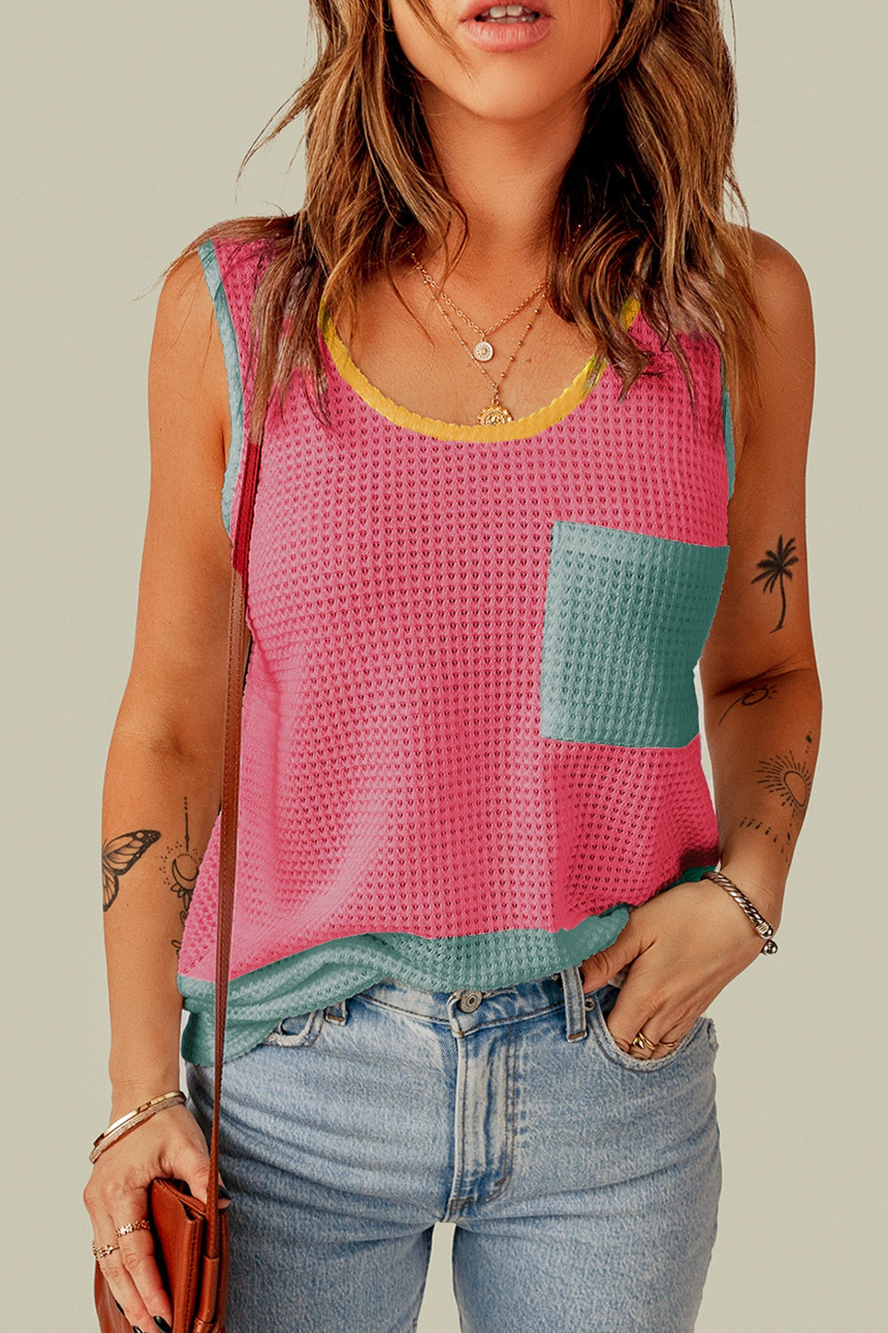 Buy strawberry Scoop Neck Wide Strap Tank