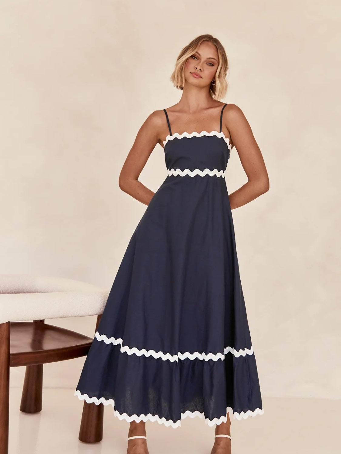 Buy dark-blue Spaghetti Strap Maxi Dress