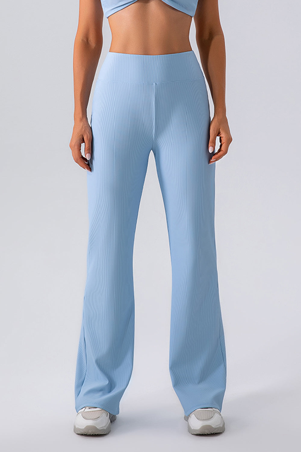 Buy light-blue High Waist Straight Active Pants