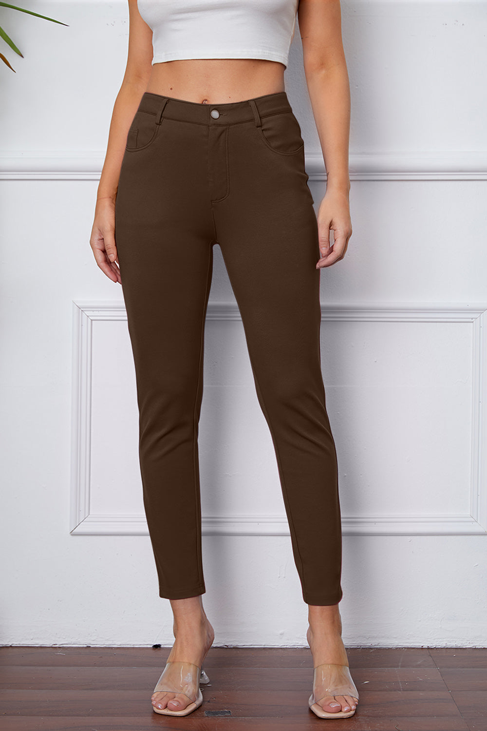 Buy mocha StretchyStitch Pants by Basic Bae