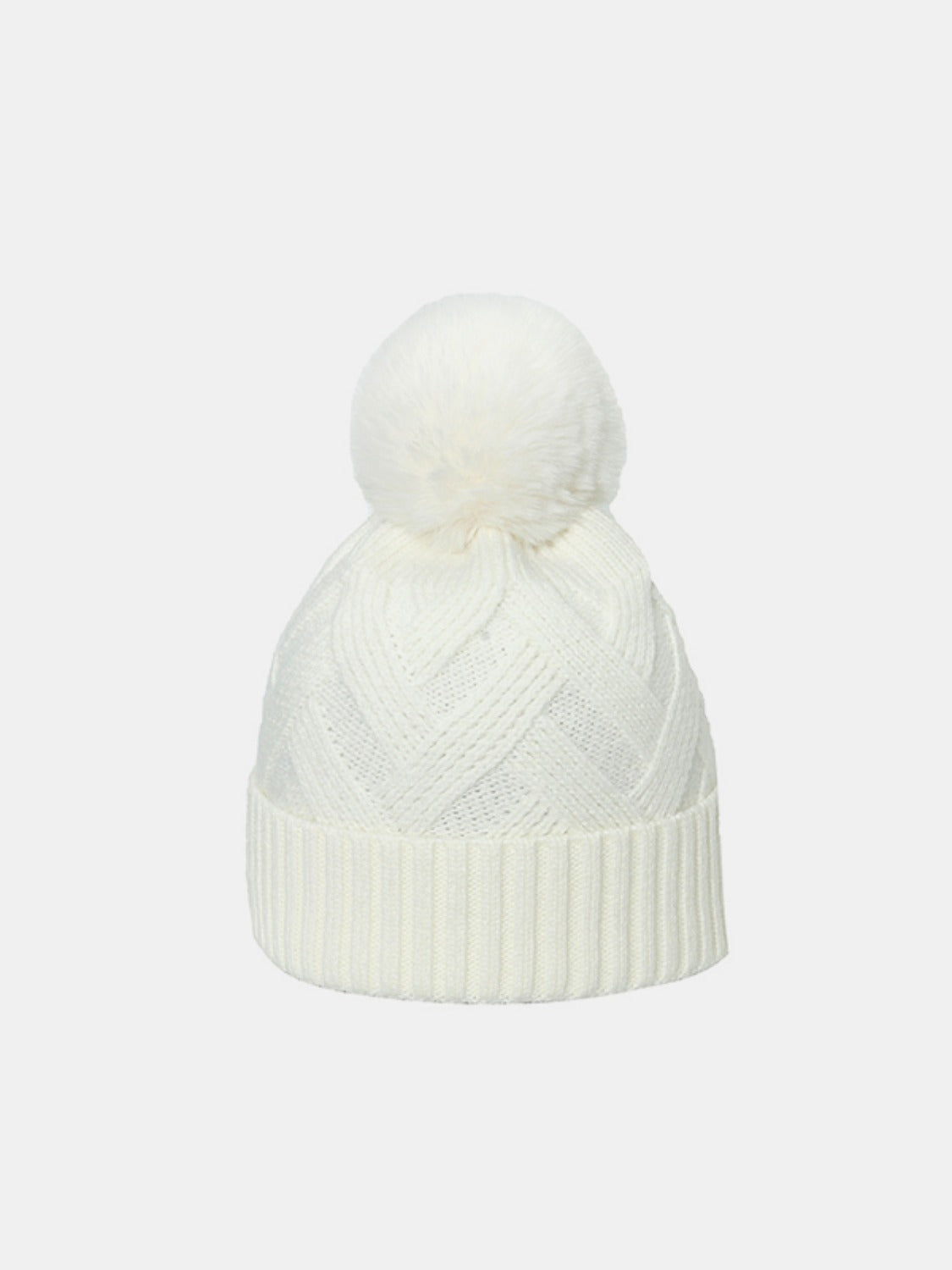 Buy ivory Roll Rim Hat with Pompom