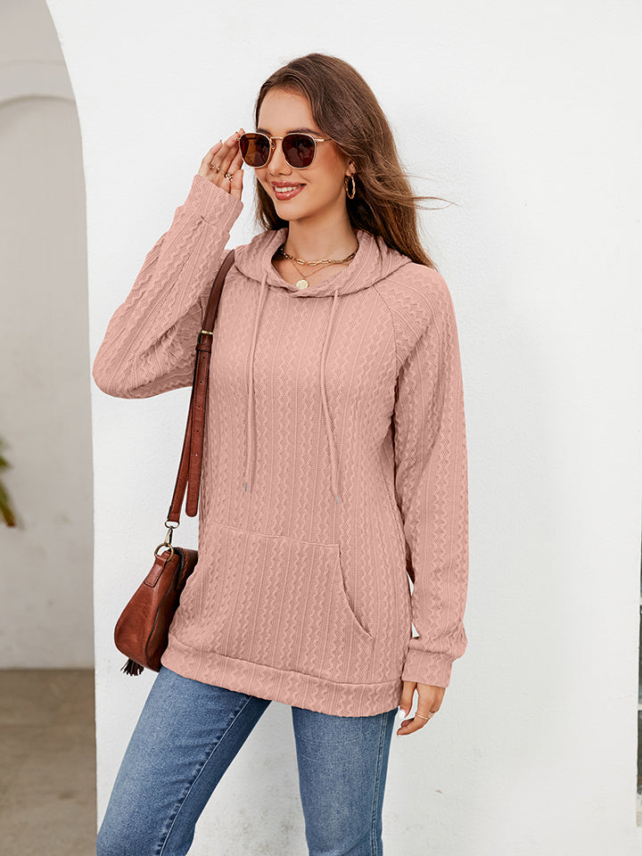 Buy peach Raglan Sleeve Front Pocket Hoodie