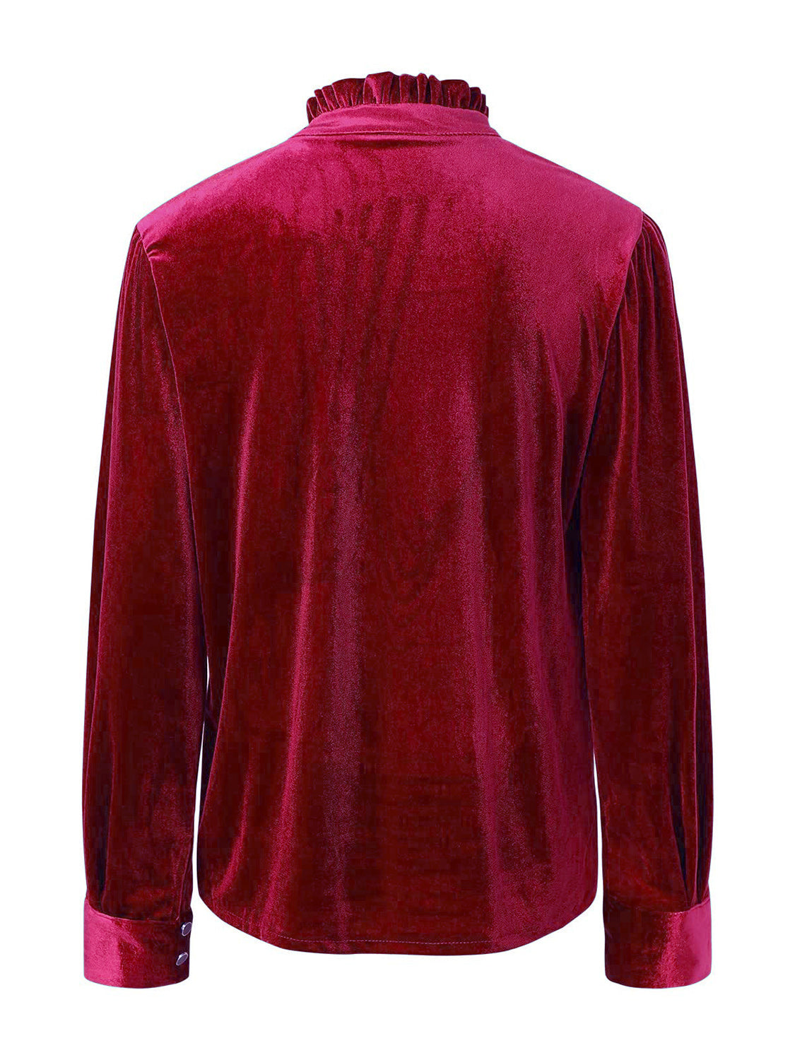 Buy burgundy Half Button Long Sleeve Blouse