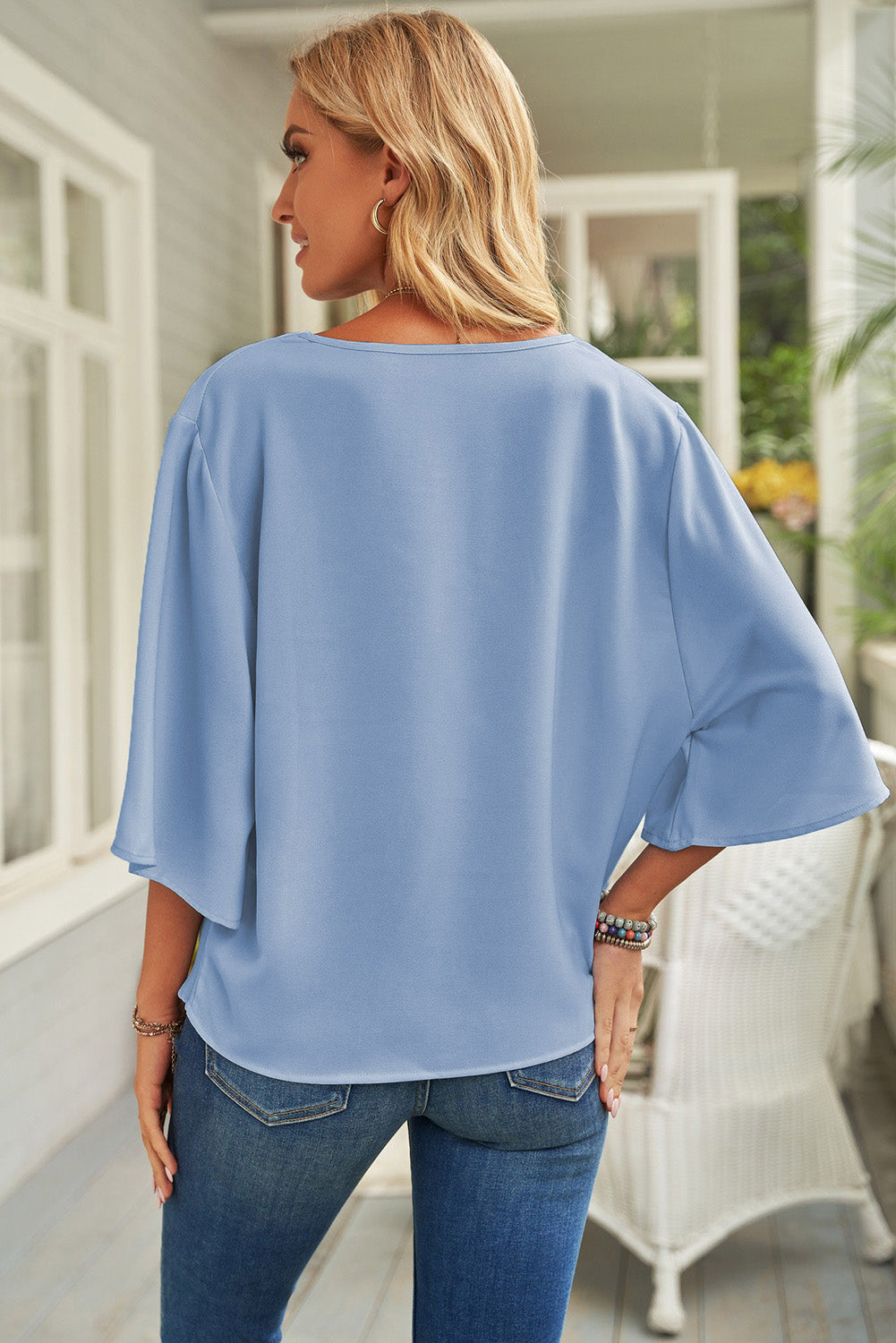 Short Sleeve Draped Blouse