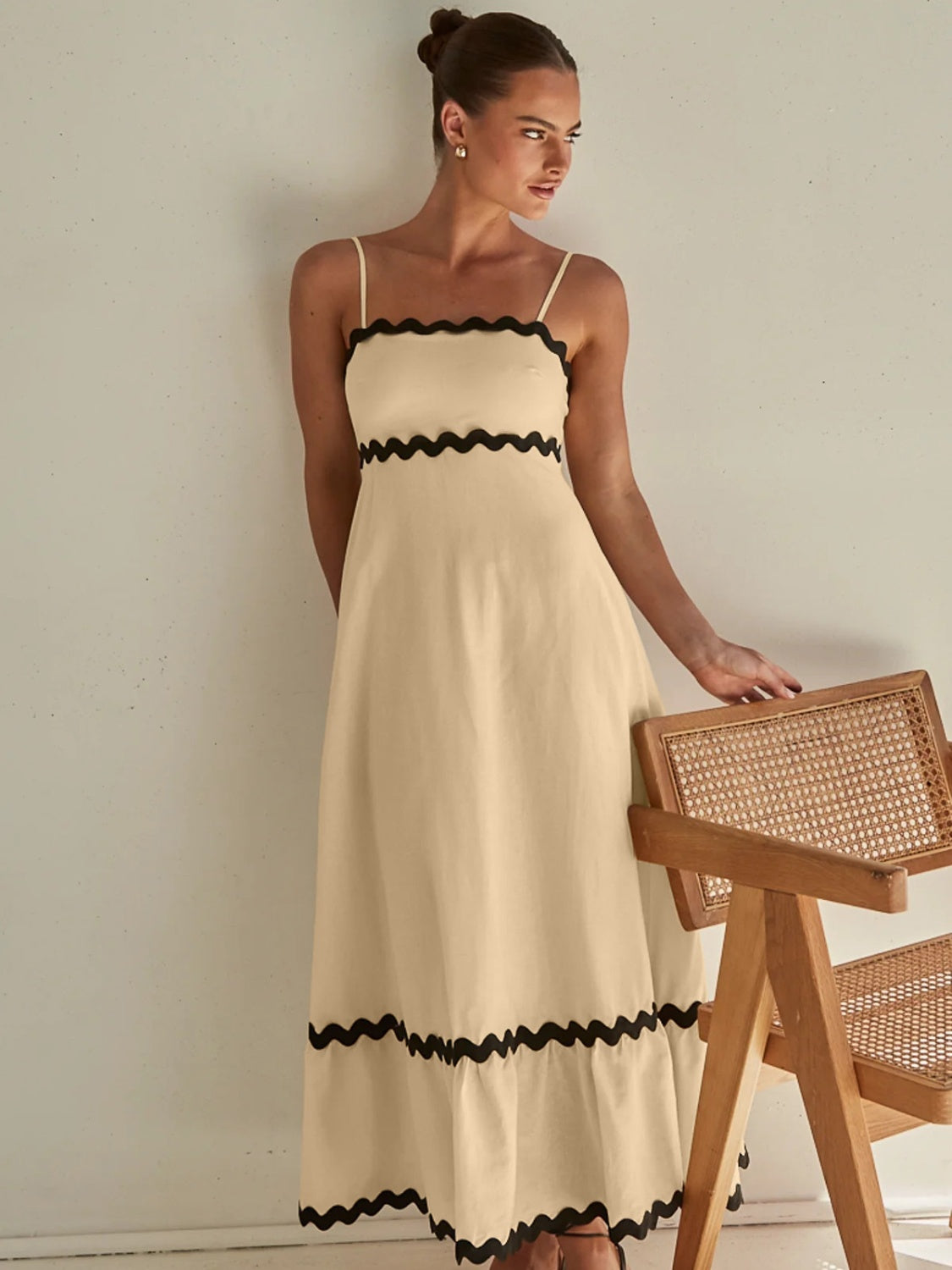 Buy light-yellow Spaghetti Strap Maxi Dress