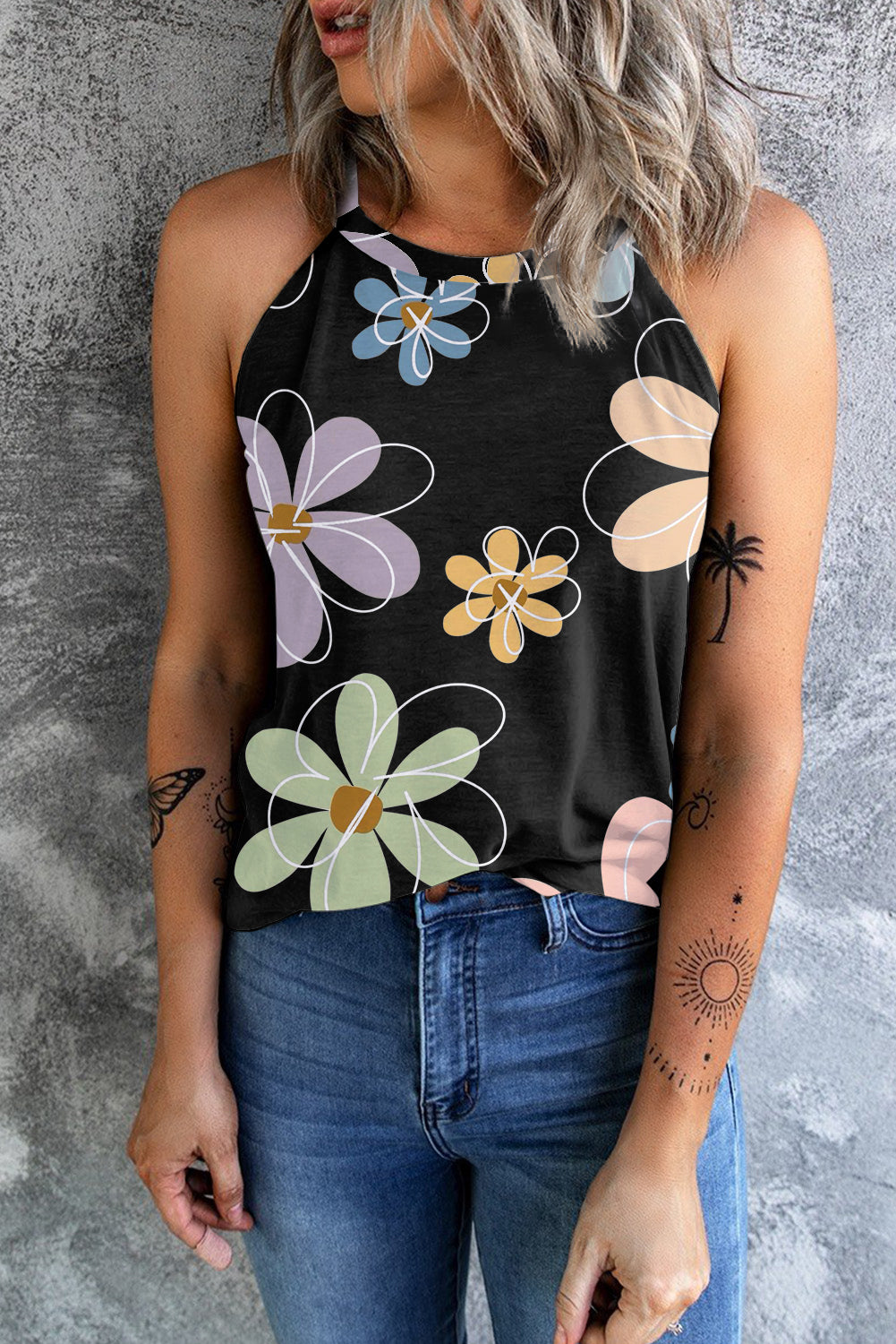 Printed Round Neck Tank