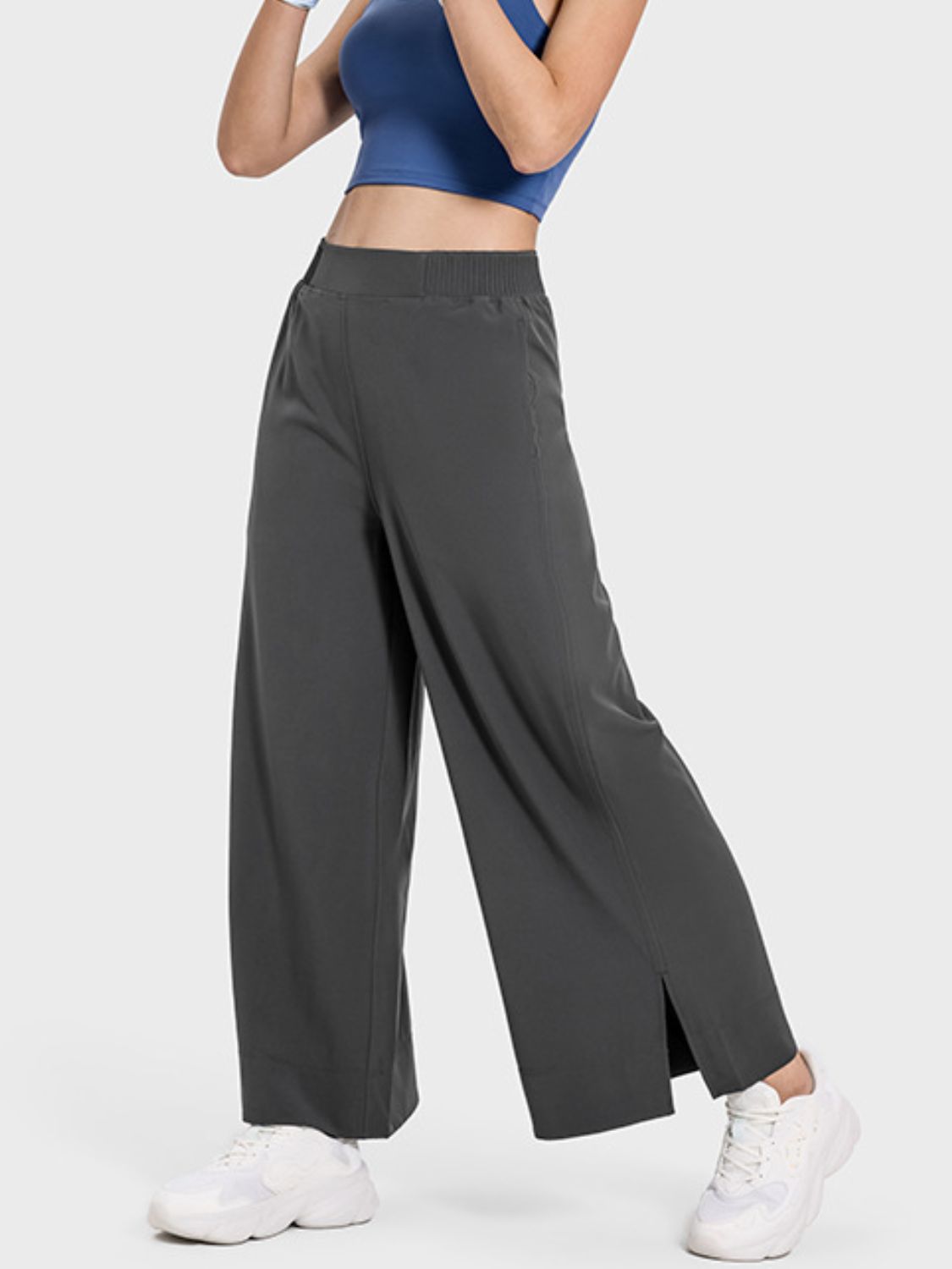 Buy dark-gray Millennia Slit Wide Leg Active Pants