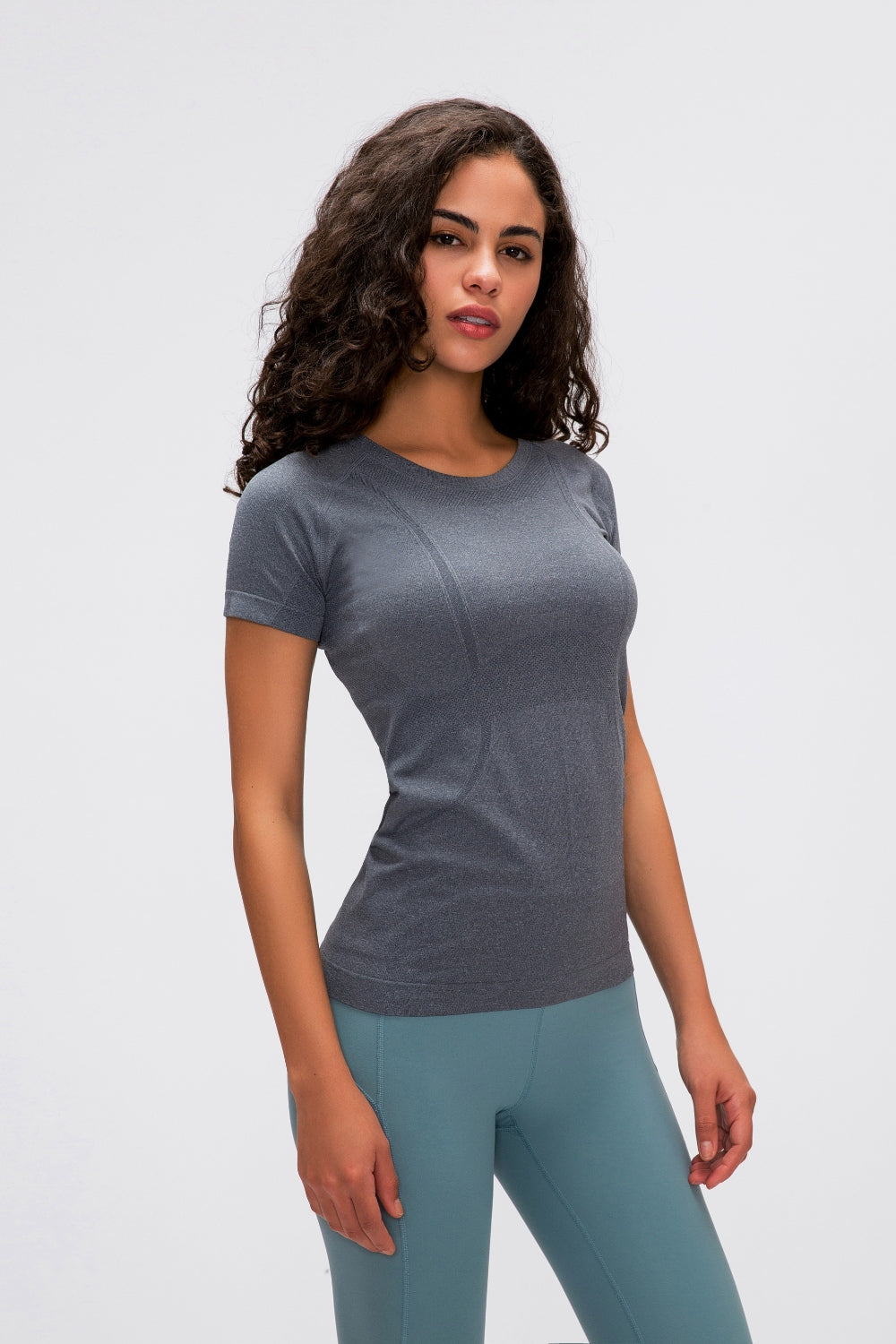 Buy dark-gray Millennia Round Neck Short Sleeve Active T-Shirt