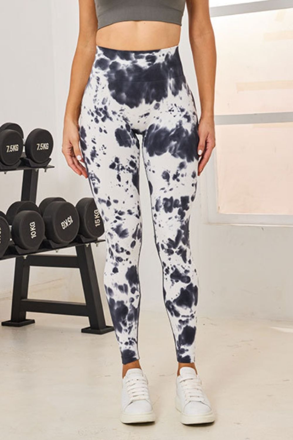 Buy white Tie-Dye High Waist Active Leggings