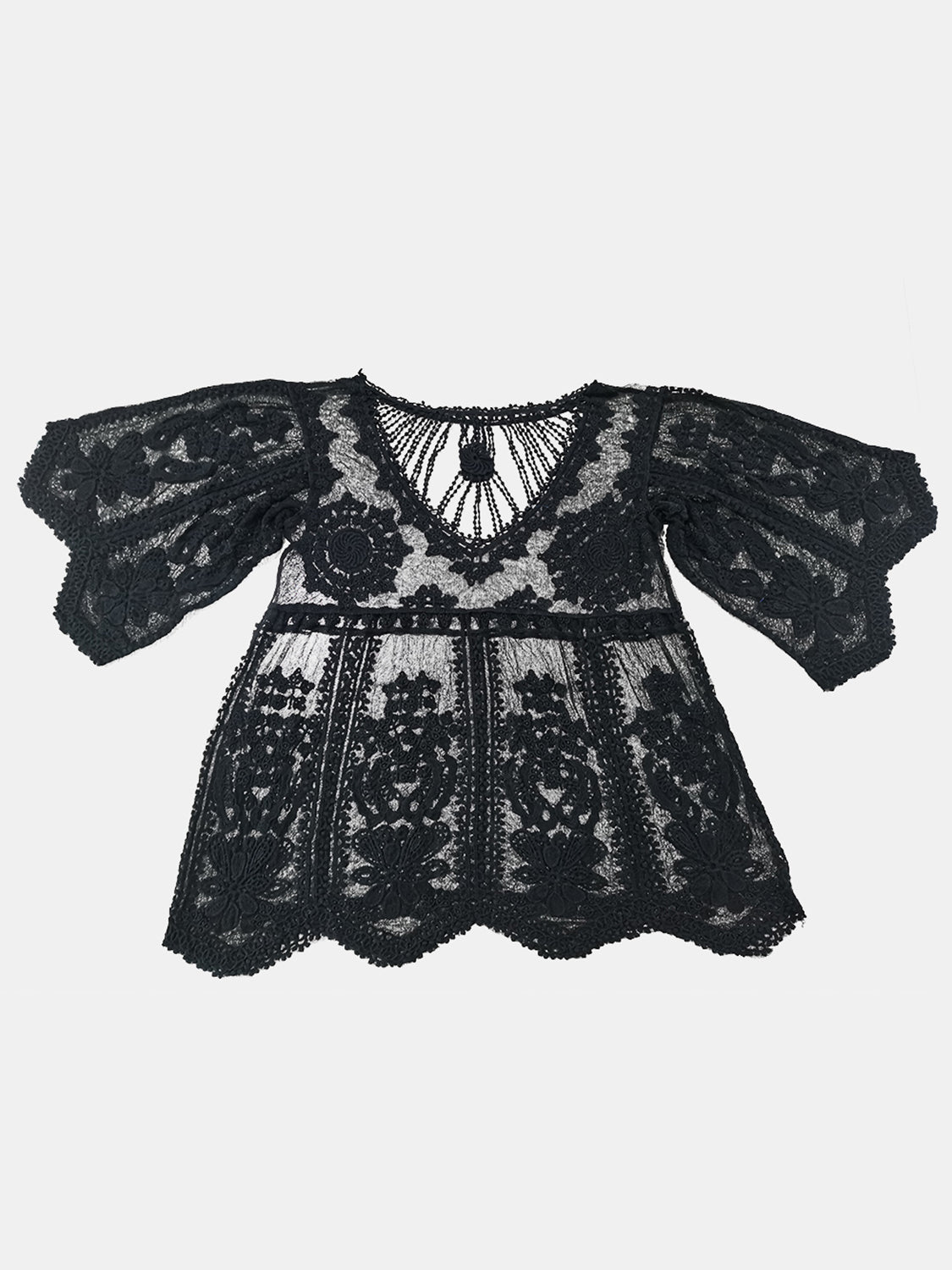 Buy black Lace Round Neck Cover-Up