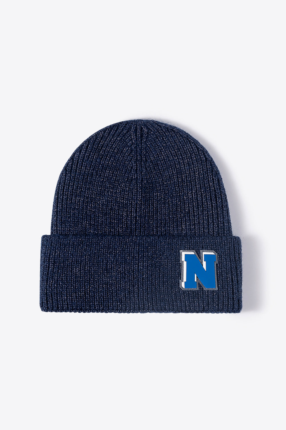 Buy navy Letter N Patch Cuffed Knit Beanie