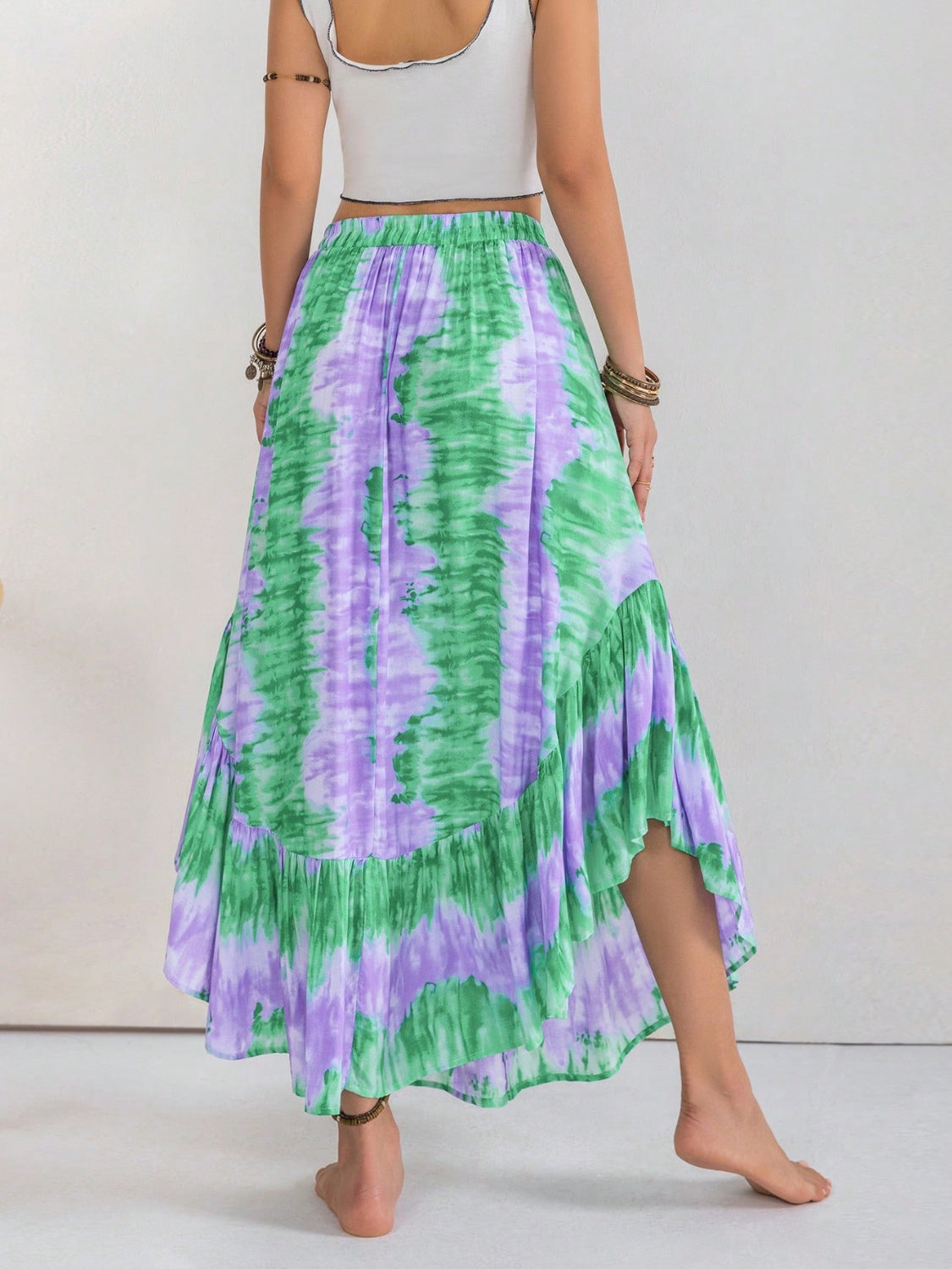 Tie-Dye Ruffle Hem Skirt