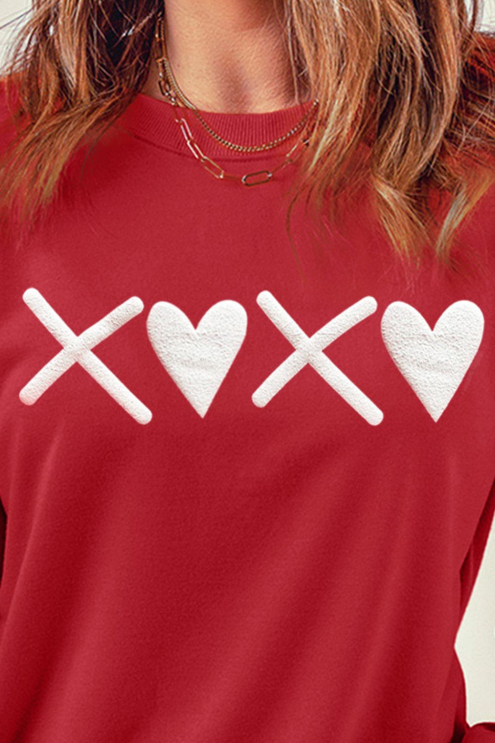 Heart Graphic Round Neck Dropped Shoulder Sweatshirt