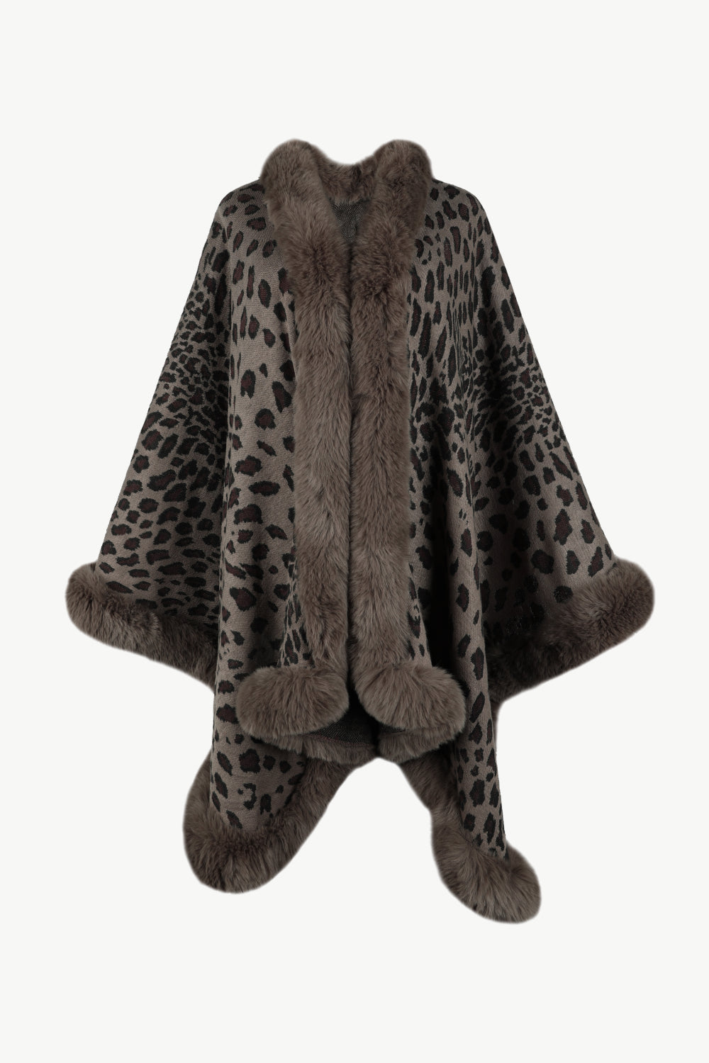 Buy chocolate Leopard Open Front Poncho