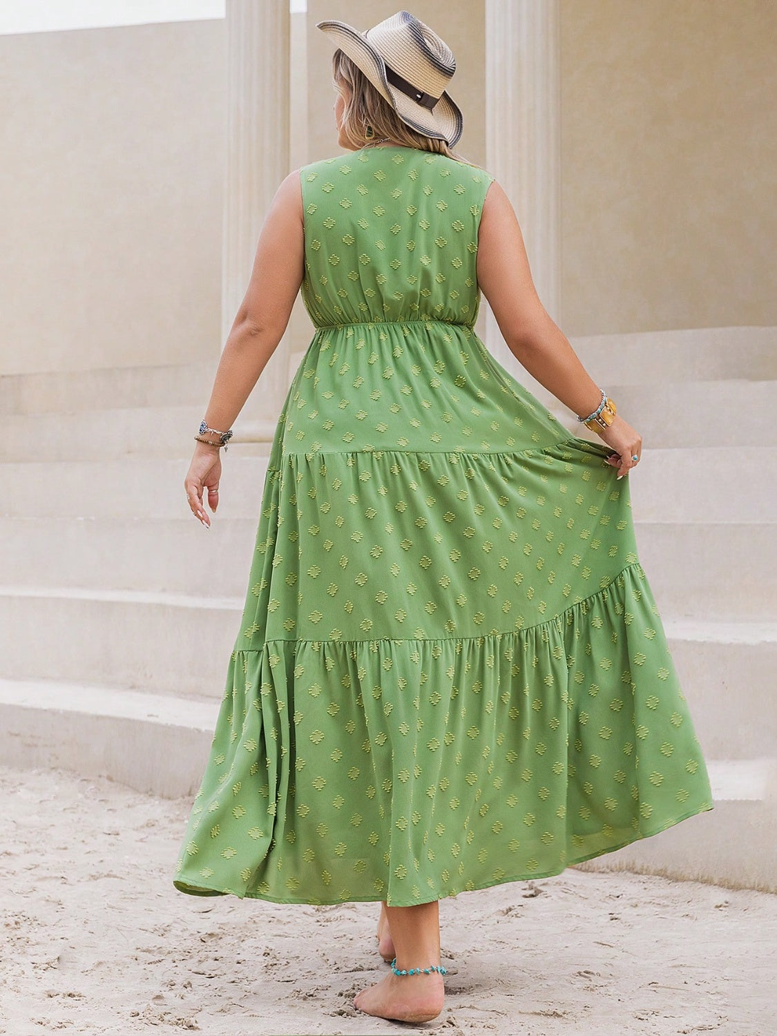 V-Neck Sleeveless Tiered Dress